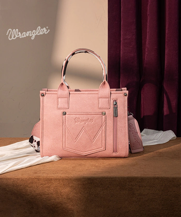 Wrangler Cow Print Crossbody Tote Bag for Women - Stylish Western Handbag for Everyday Use, Shopping & Travel
