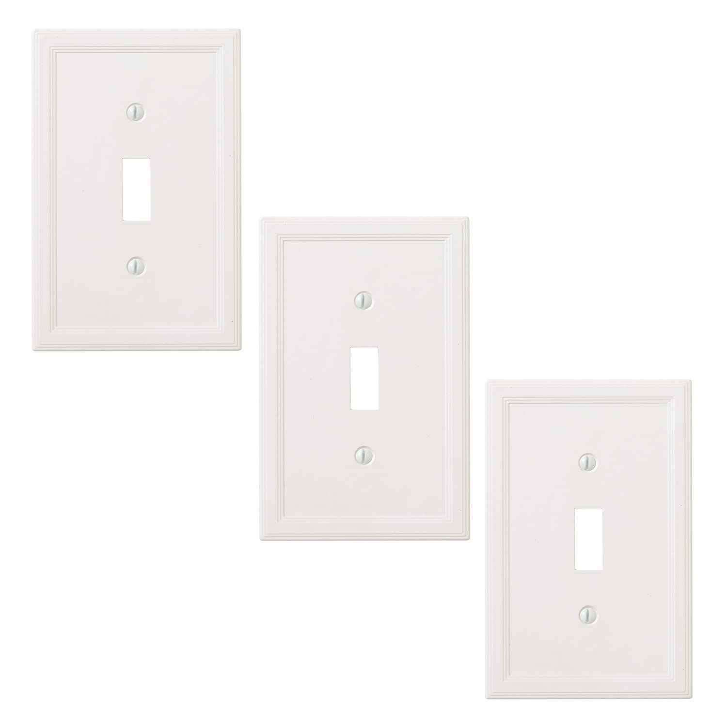 **Questech Decor Light Switch Covers – Insulated Single Toggle Wall Plates for Electrical Outlets, 1-Gang Standard Size Receptacle Covers, Decorative Cornice in White (3-Pack) – Perfect for Home, Office & Hotel Decor**
