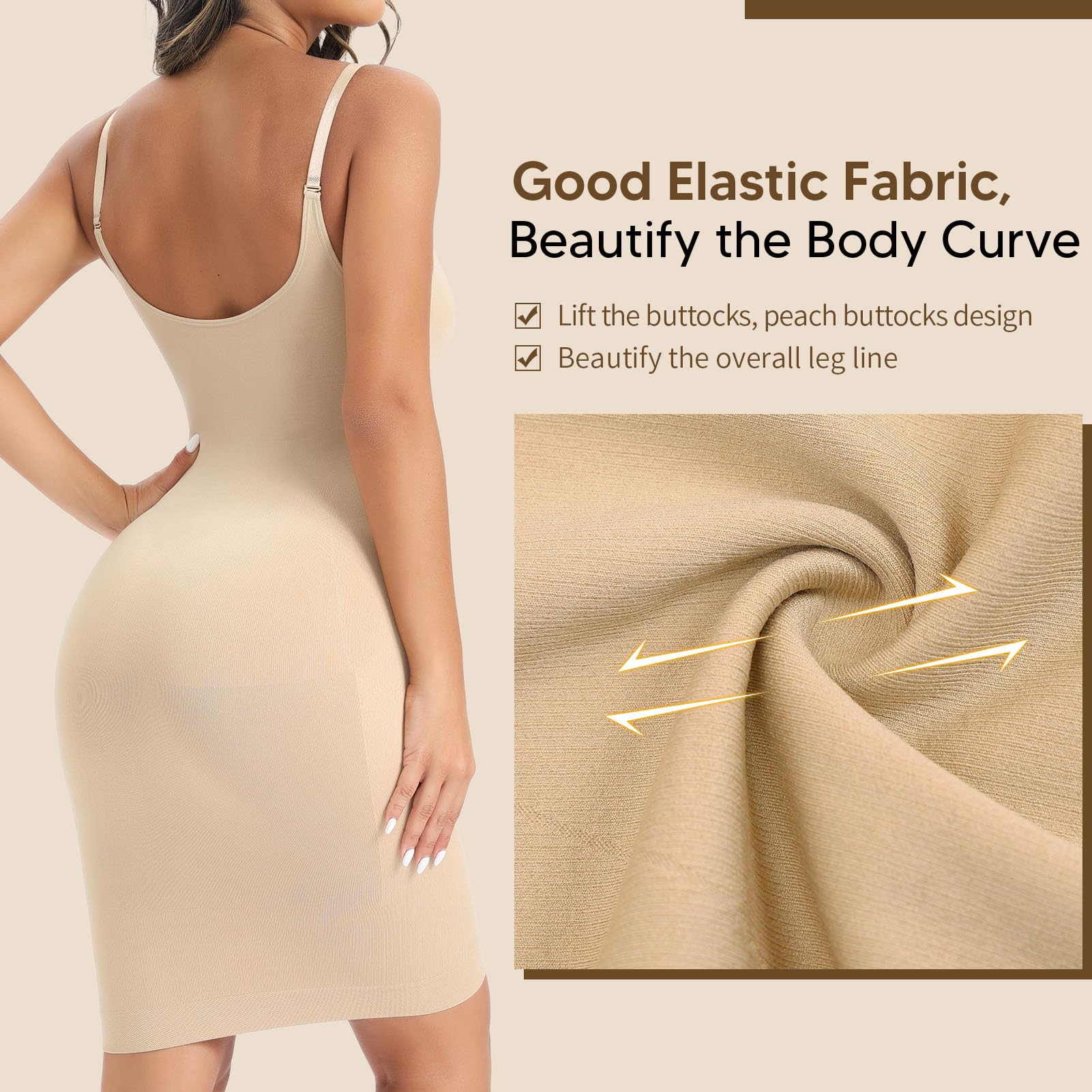 Strapless Shapewear for Women - V Neck Full Slip Shaper with Tummy Control - Seamless Underdress Body Shaper for Smoothing & Slimming - Perfect for Weddings, Parties and Formal Events
