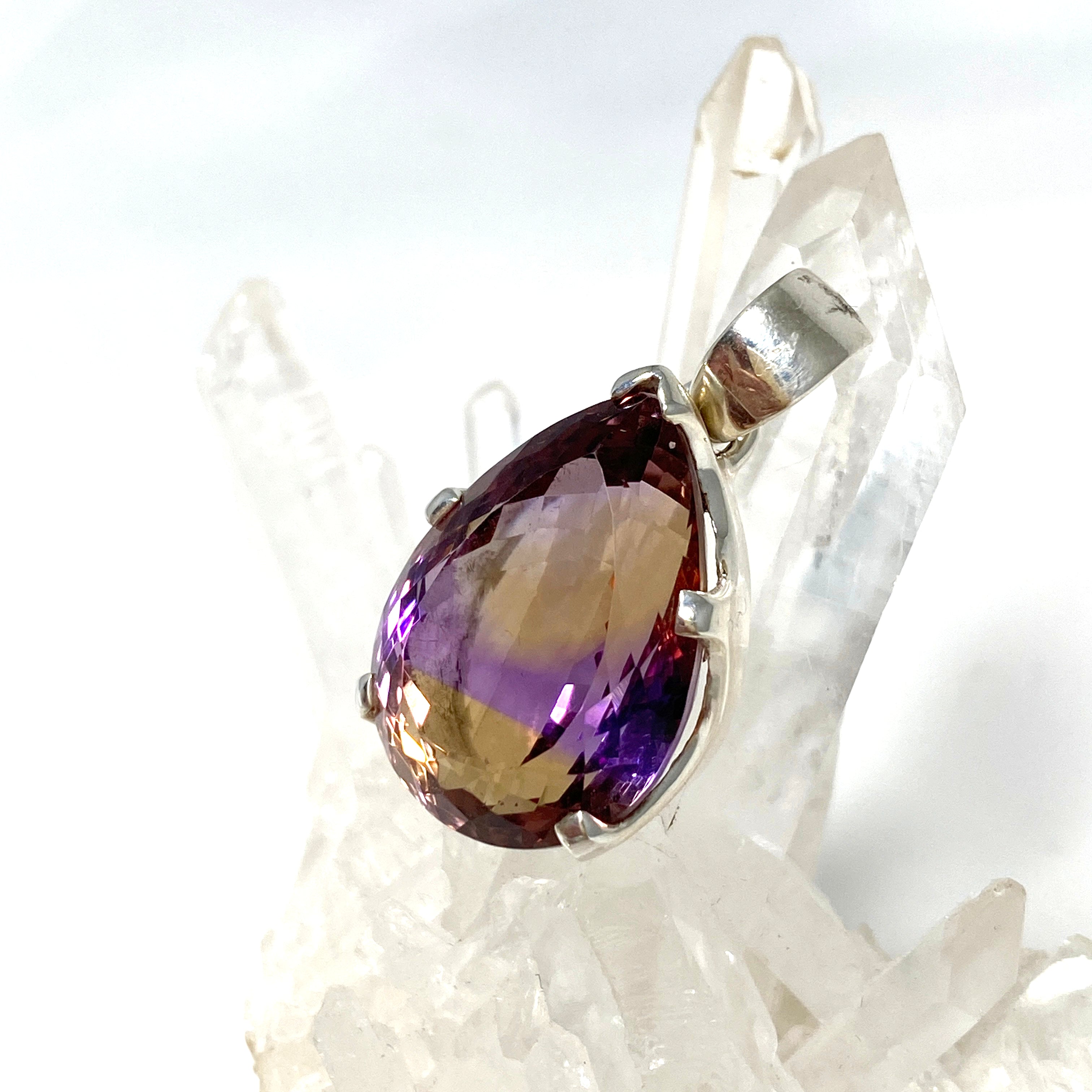 Natural Ametrine Teardrop Faceted Pendant Necklace - 925 Sterling Silver Jewelry PPGJ777 | Elegant Gift for Women, Bridesmaids & Birthday | Perfect for Weddings, Parties & Special Occasions