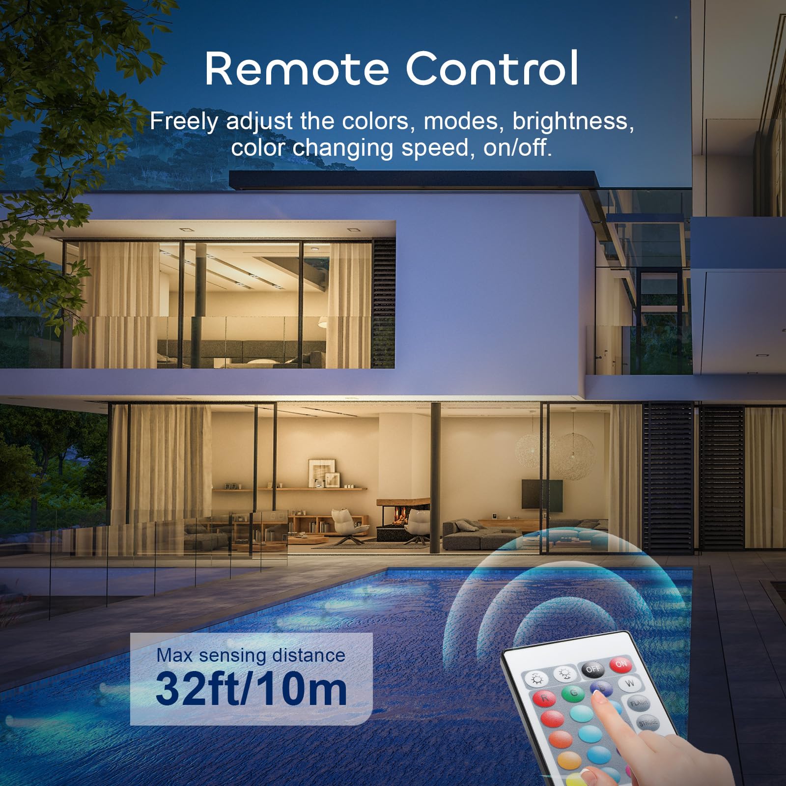 Submersible LED Pond Lights with Remote - IP68 Waterproof RGB Color Changing for Garden & Fountain