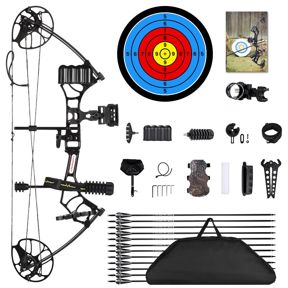 Lightweight Compound Bow Kit for Hunting & Target Practice | Adjustable 0-50 Lbs Draw Weight, 290 FPS Speed | USA-Made Limbs | Complete Archery Set for Adults & Youth | Perfect for Backyard Training, Hunting Trips & Outdoor Adventures (2025 Model)