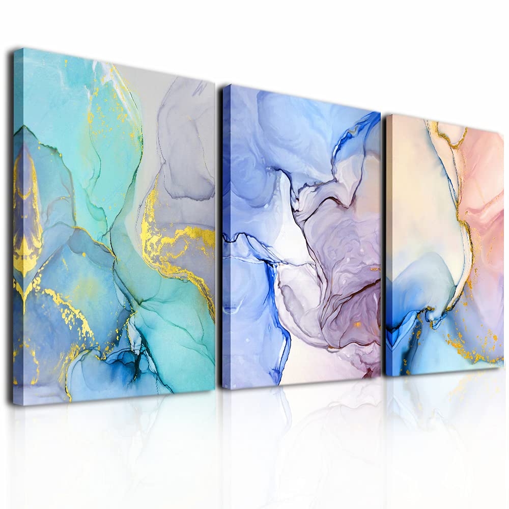 Abstract Wall Art Set of 3 - 16x24 Inch Modern Canvas Paintings for Living Room, Bedroom, Office & Kitchen Decor | Colorful Home Decorations for Bathroom & Interior Design | Perfect for Housewarming Gifts & Apartment Styling