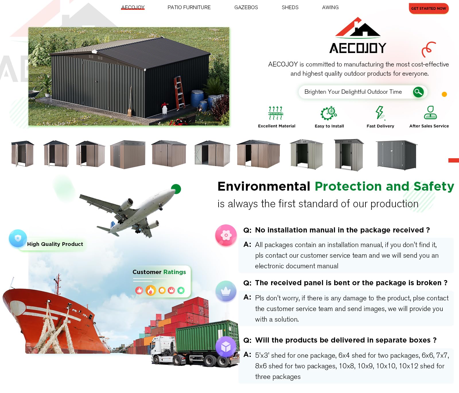 AECOJOY 14' x 12' Outdoor Metal Storage Shed - Heavy Duty Steel Utility Shed with Lockable Doors for Garden, Patio & Backyard - Weather Resistant Dark Grey Tool Shed for Lawn Equipment, Bikes & Seasonal Storage