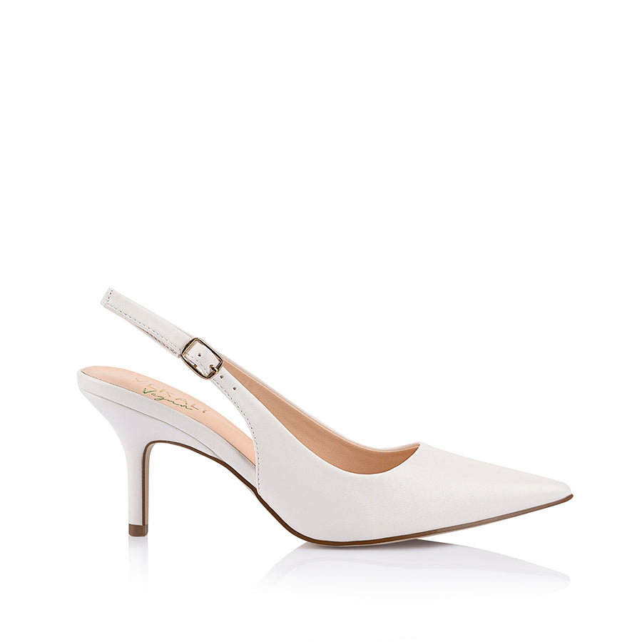 Shayley Women's Slingback Stiletto Heels - 3.5 Inch High Heel Pumps, Comfortable Dress Shoes for Women, Perfect for Weddings, Parties & Office Wear (Chalk White)