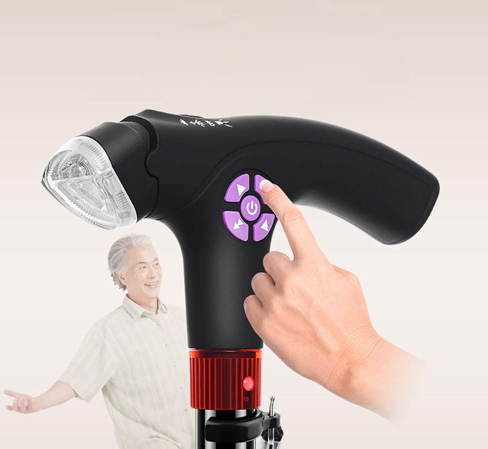 Smart Adjustable LED Light Alarm Aluminum Crutches - Multi-Function Telescopic Walking Stick for Elderly & Disabled - Fall Detection & Emergency Alert - Ideal for Indoor/Outdoor Mobility Assistance & Nighttime Safety