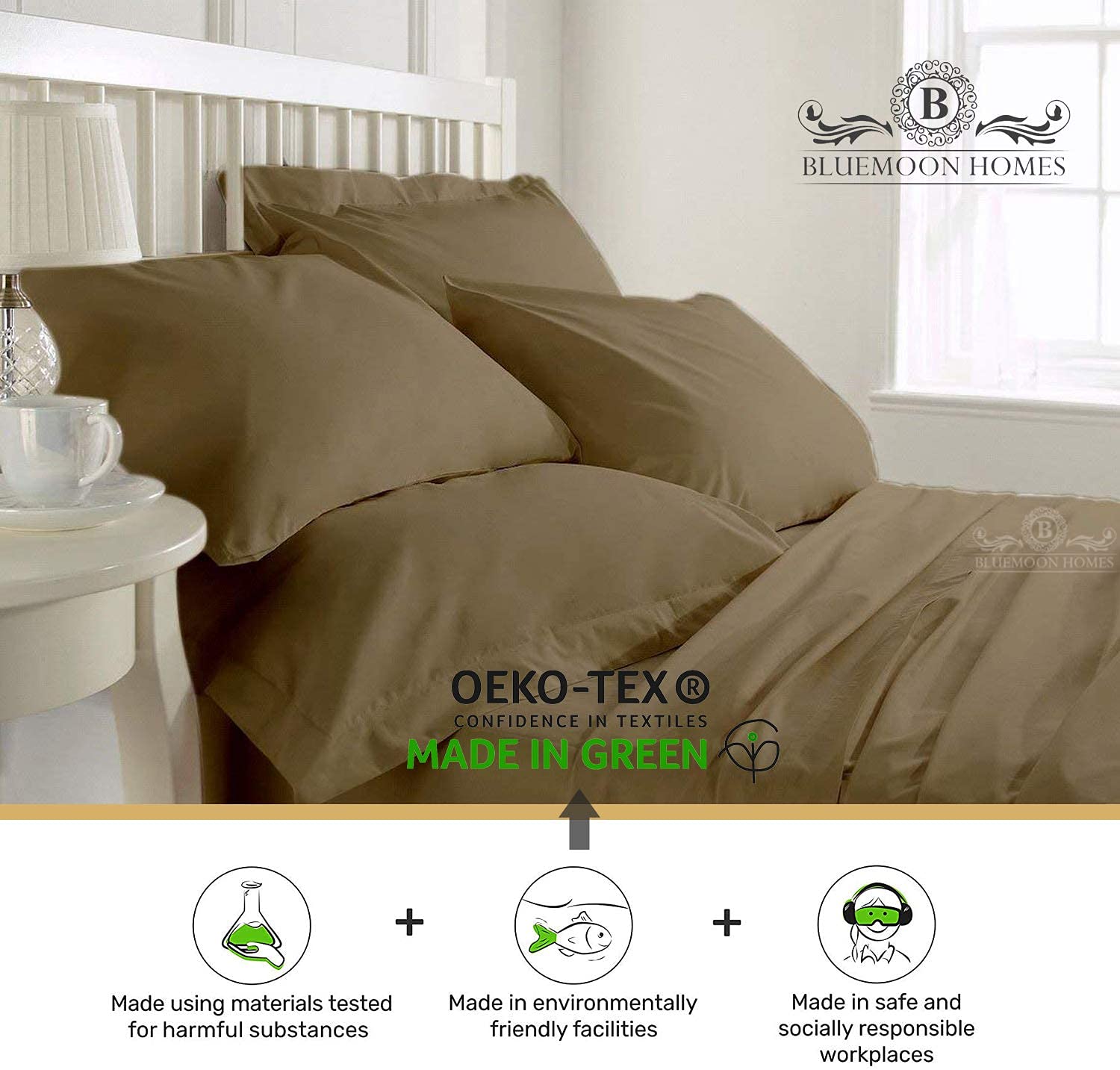 Luxury 1000 Thread Count Satin Silk Pillowcase Set - King Size 2-Piece Soft Pillow Covers with Envelope Closure, Egyptian Cotton Taupe for Hair & Skin Care - Perfect for Bedroom, Travel & Gift Giving