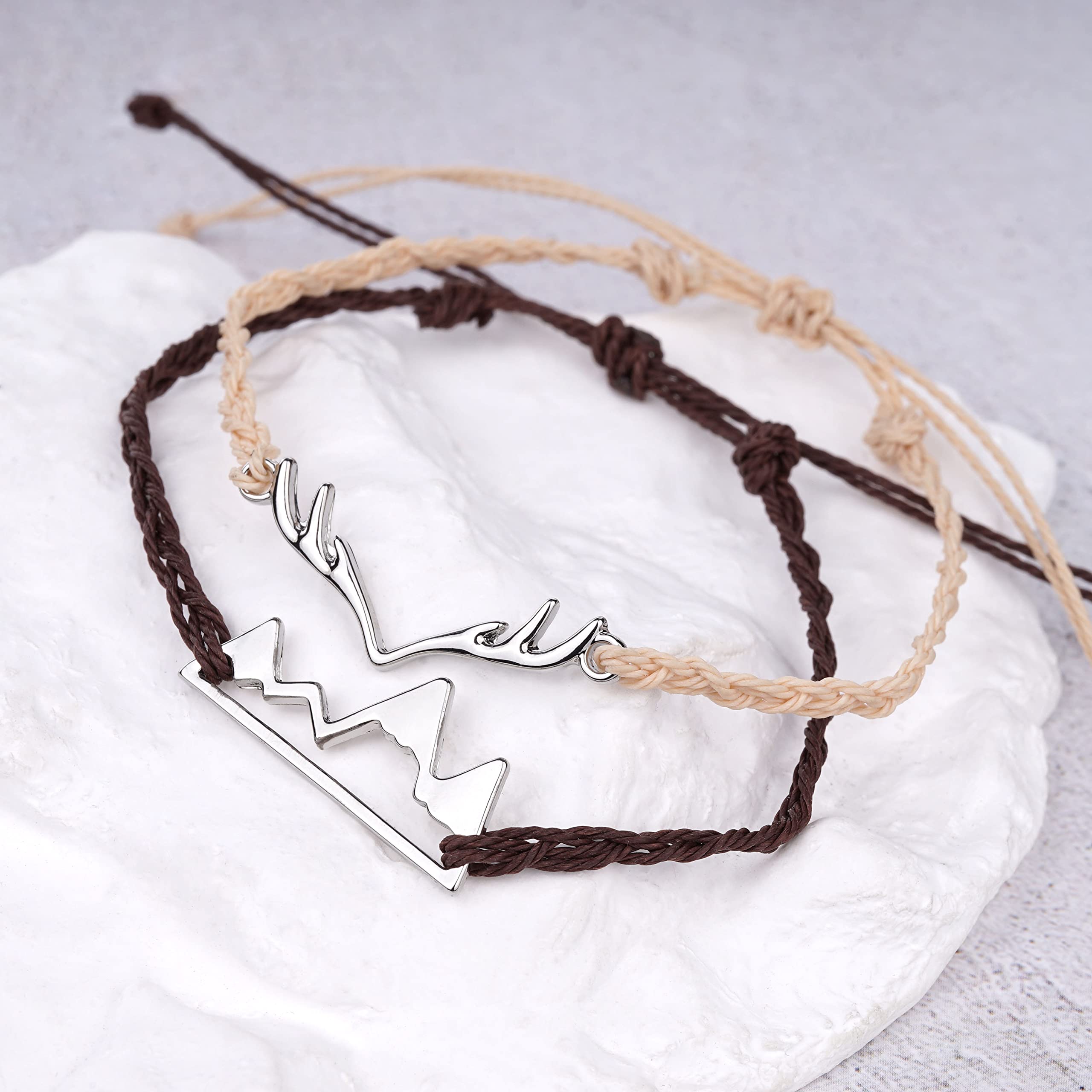 Deer Antler Adjustable Bracelet for Women & Men - Nature Inspired Mountain Jewelry with Snowy Range Design - Perfect for Hiking, Camping & Outdoor Adventures