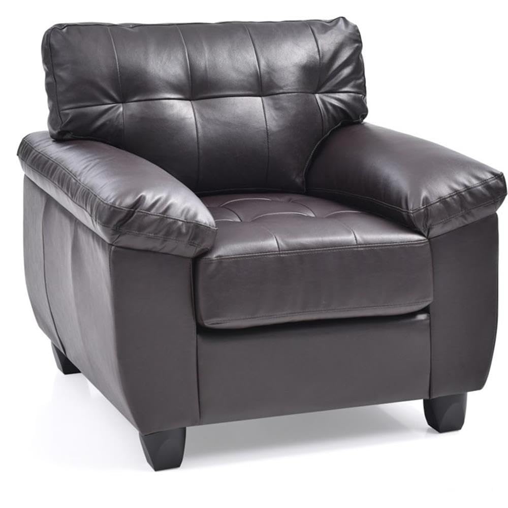 Premium Faux Leather Accent Chair in Cappuccino Brown - Modern Living Room Seating for Home Office, Lounge & Reading Nook