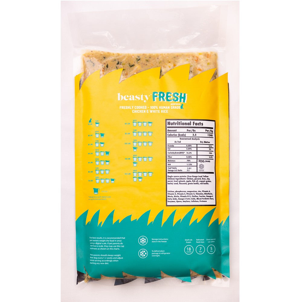 Premium Frozen Cooked 100% Human-Grade Chicken & White Rice Dog Food – Healthy, Nutritious Meal for Adult & Senior Dogs – Perfect for Daily Feeding & Sensitive Stomachs