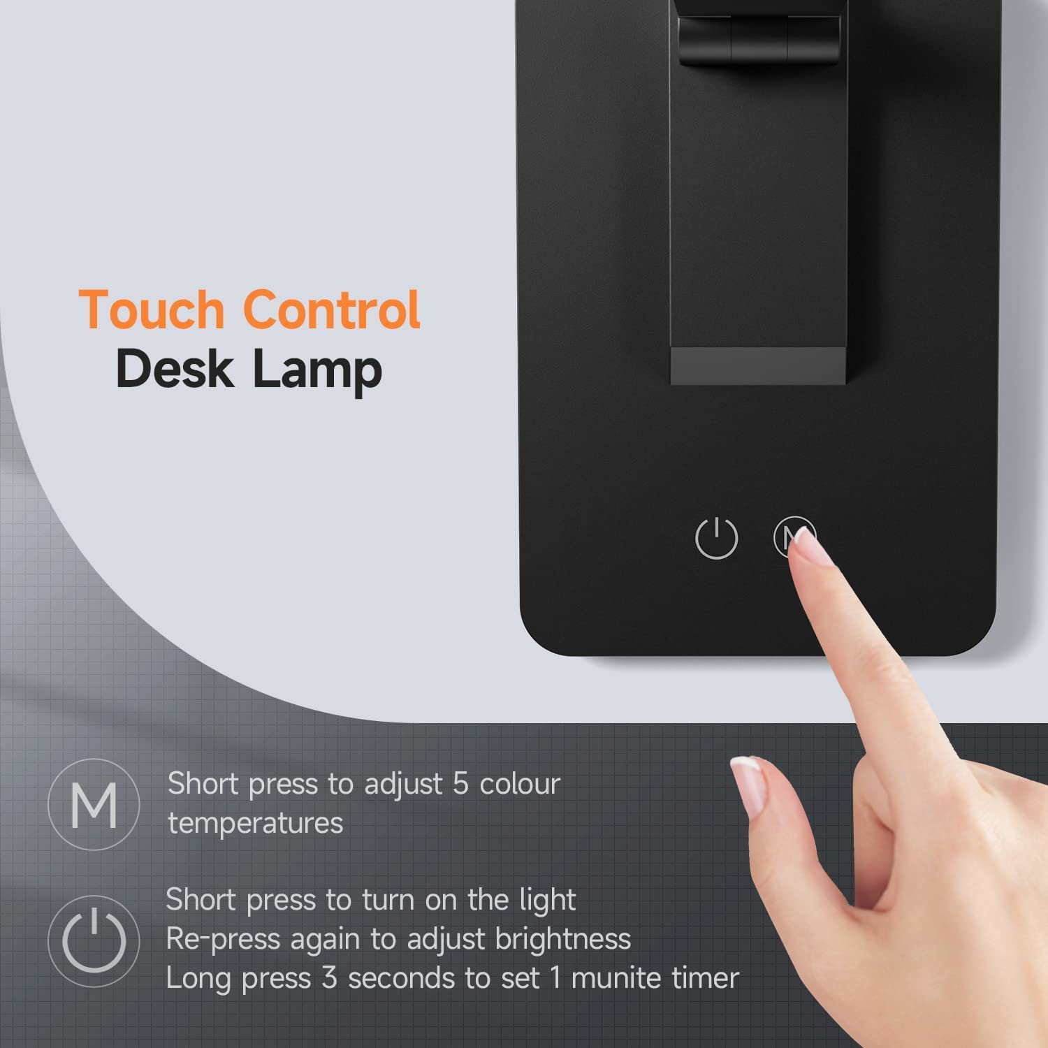 Mubarek LED Desk Lamp - 15 Lighting Modes, 500 Lumen Dimmable Table Light, Adjustable & Foldable Office Study Lamp for Reading, Working, Bedside Use