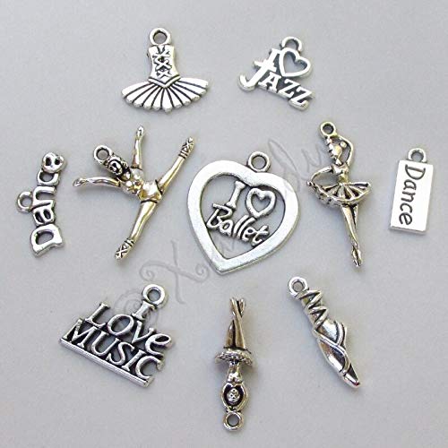 Dance Charms 10 Pc Mix Ballet Jazz Dancer Pendants - Jewelry Making Supplies for DIY Bracelets, Necklaces, and Dance Costume Accessories by Charm Crazy