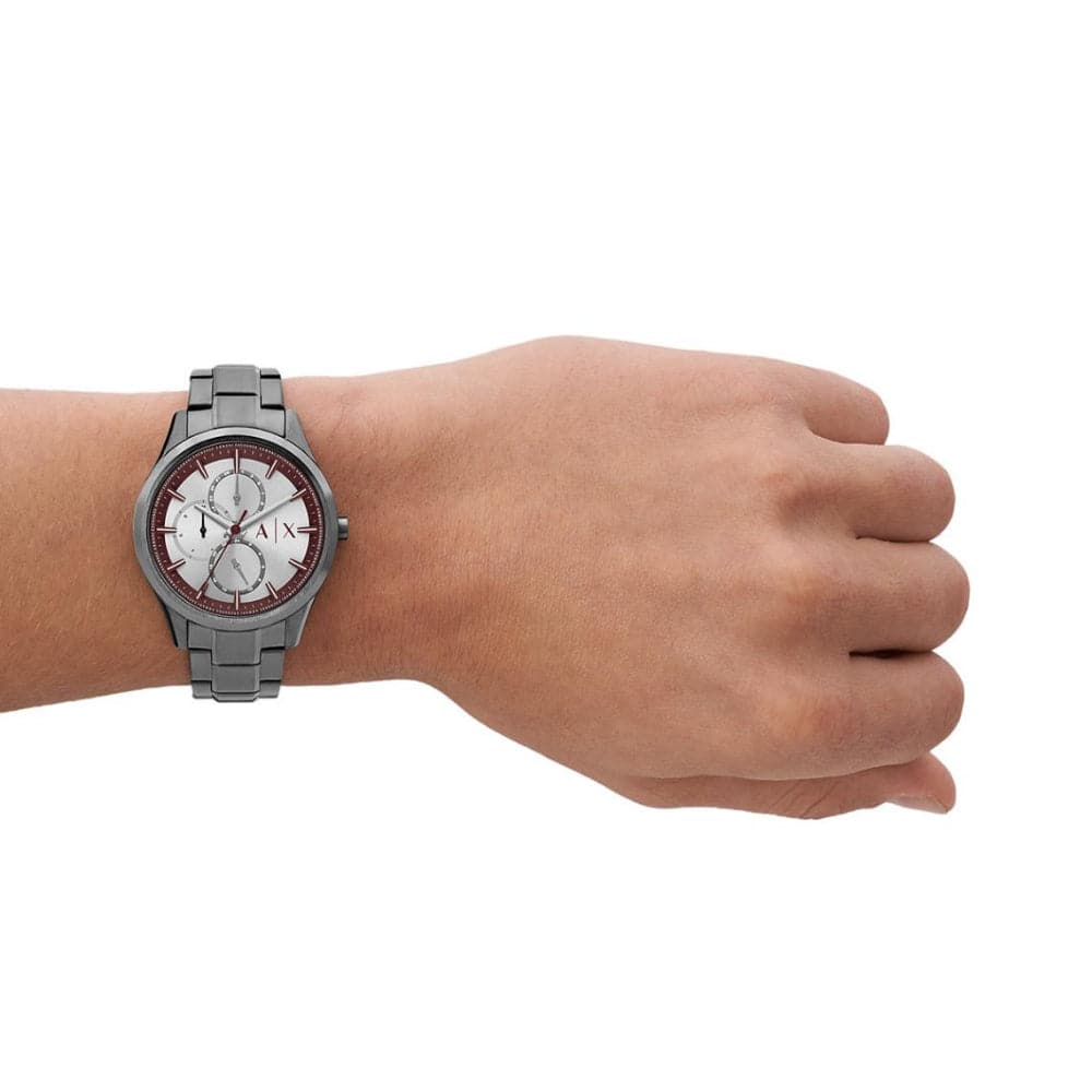 Armani Exchange AX1877 Men's Chronograph Watch - Grey Stainless Steel Strap for Business & Casual Wear | Water Resistant Fashion Watch for Men