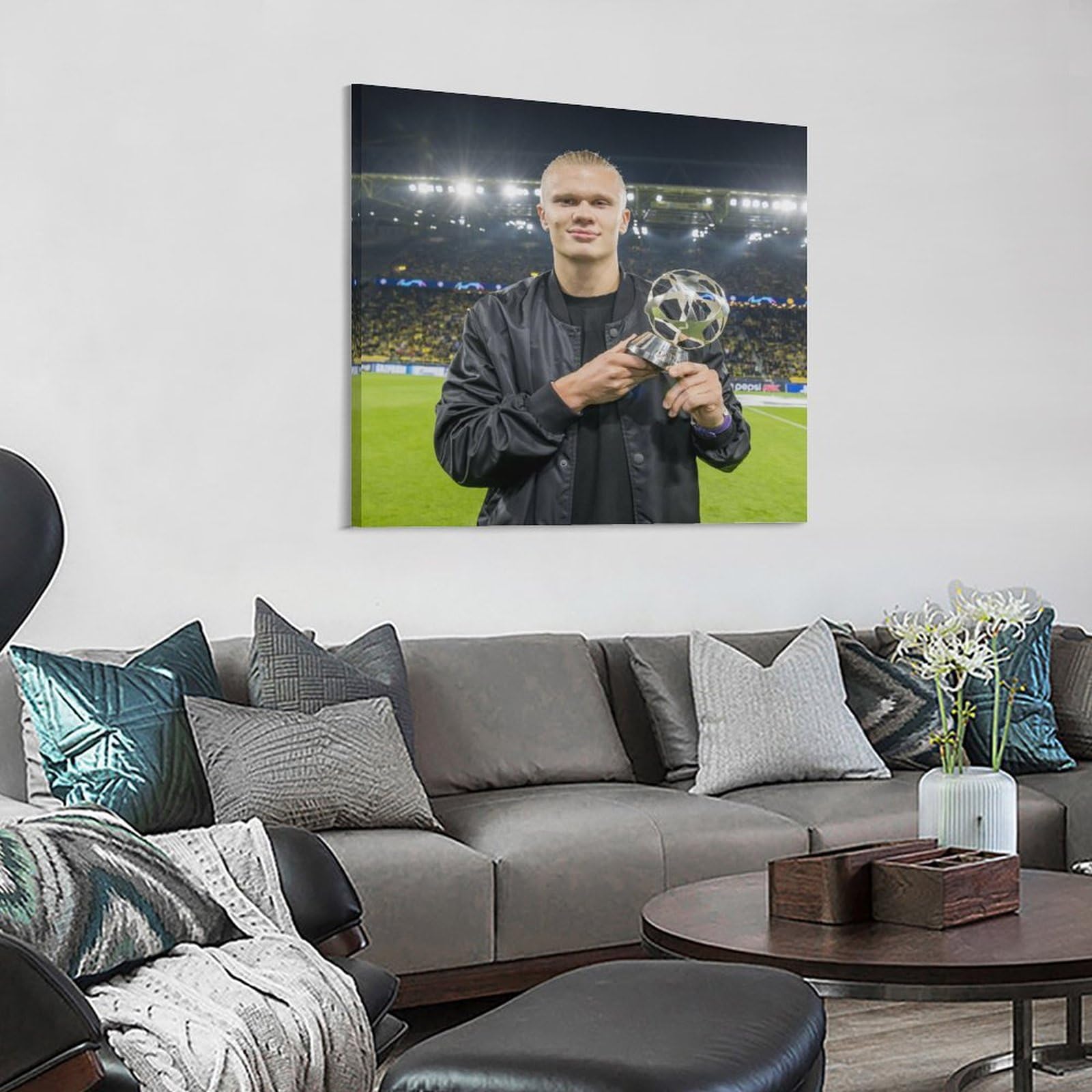 Erling Haaland Soccer Poster - 11 Premium Canvas Art Prints of Norwegian Football Star (28x28inch/70x70cm) for Modern Home Decor, Sports Room Aesthetic & Football Fan Gifts | Framed/Unframed Wall Art for Bedroom, Office & Man Cave