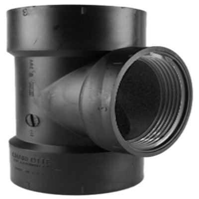 Charlotte Pipe 1-1/2 Inch ABS Flush Cleanout Tee with Hub Connections - Perfect for Drainage Systems, Plumbing Repairs & DIY Home Improvement Projects