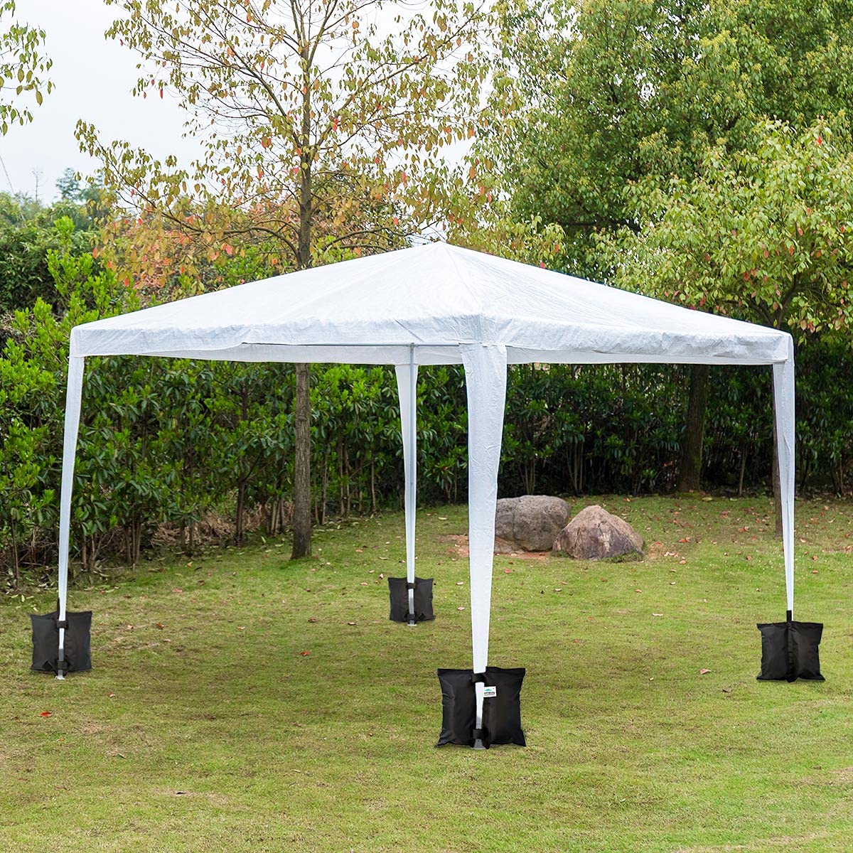 Heavy Duty Sand Bags for Canopy Tent - 4 Pack Black Weights for Outdoor Events, Beach, Camping & Market Stalls | Secure Your Tent in Windy Conditions