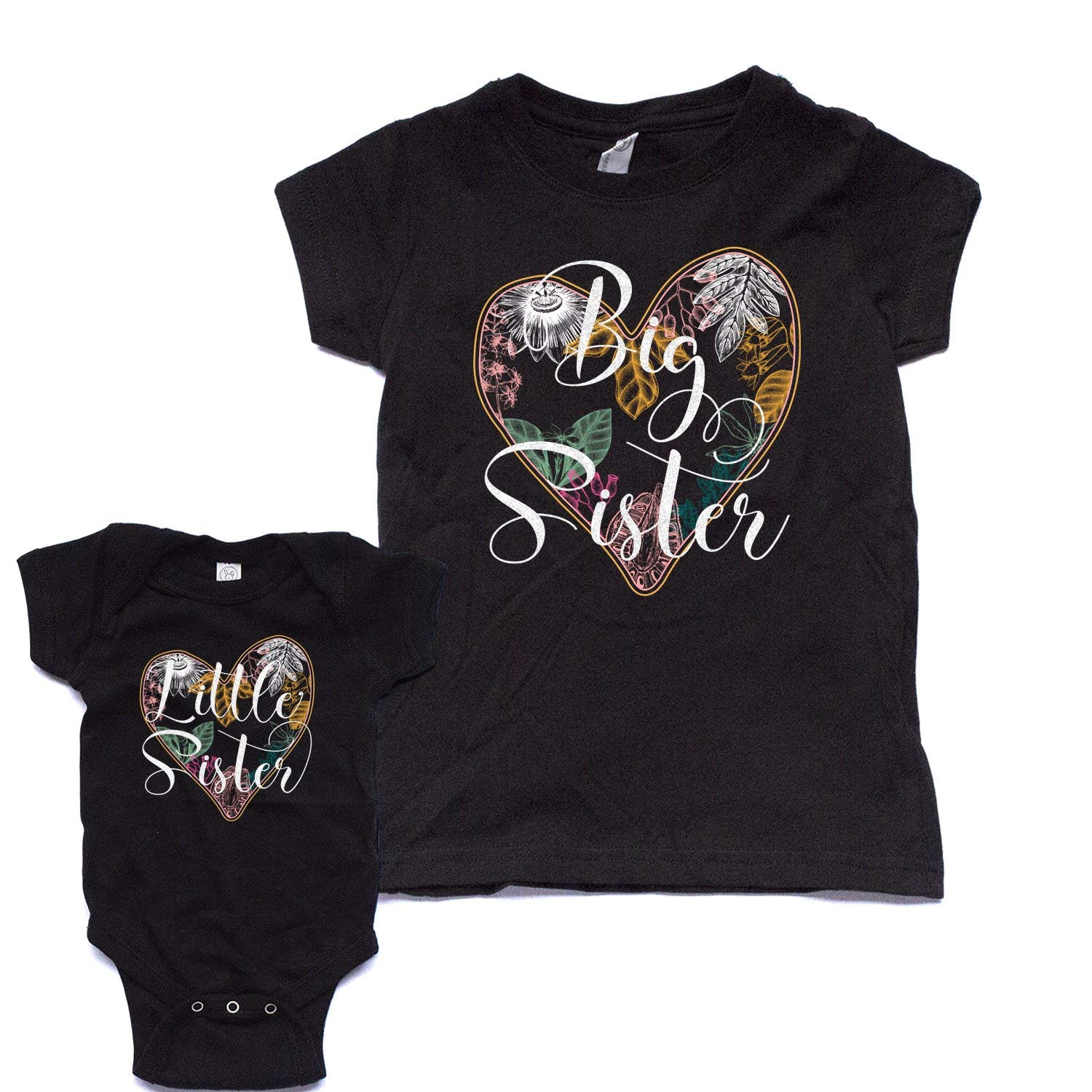NanyCrafts Matching Sister Outfits - Cute Big Sister Little Sister T-Shirts for Baby Girls | Perfect for Family Photos, Sibling Bonding & Special Occasions