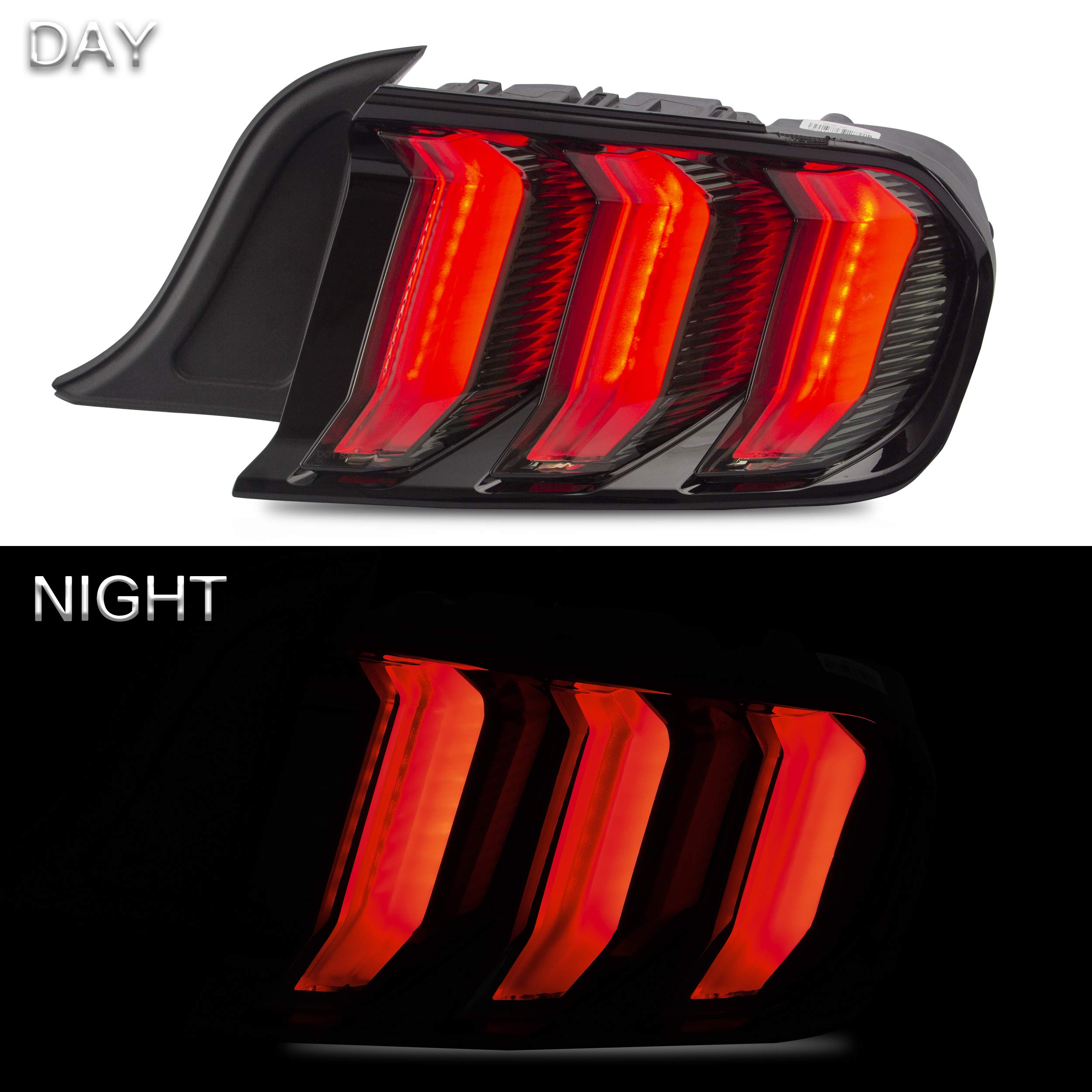 VLAND Smoked LED Tail Lights Assembly for Ford Mustang 2015-2020 - Sequential Turn Signals, 5 Lighting Modes, Plug & Play Installation - Upgrade Your Mustang's Rear Style for Night Driving & Car Shows