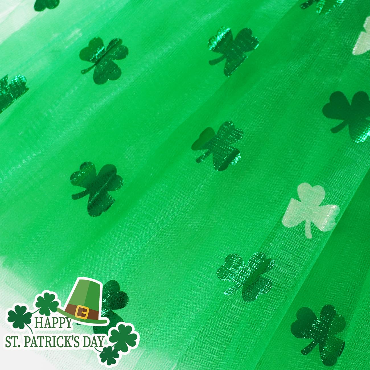 St. Patrick's Day Green Tulle Tutu Skirt for Women & Teens - Irish Shamrock Party Costume Dress for Festivals, Parades & Irish Dance Performances