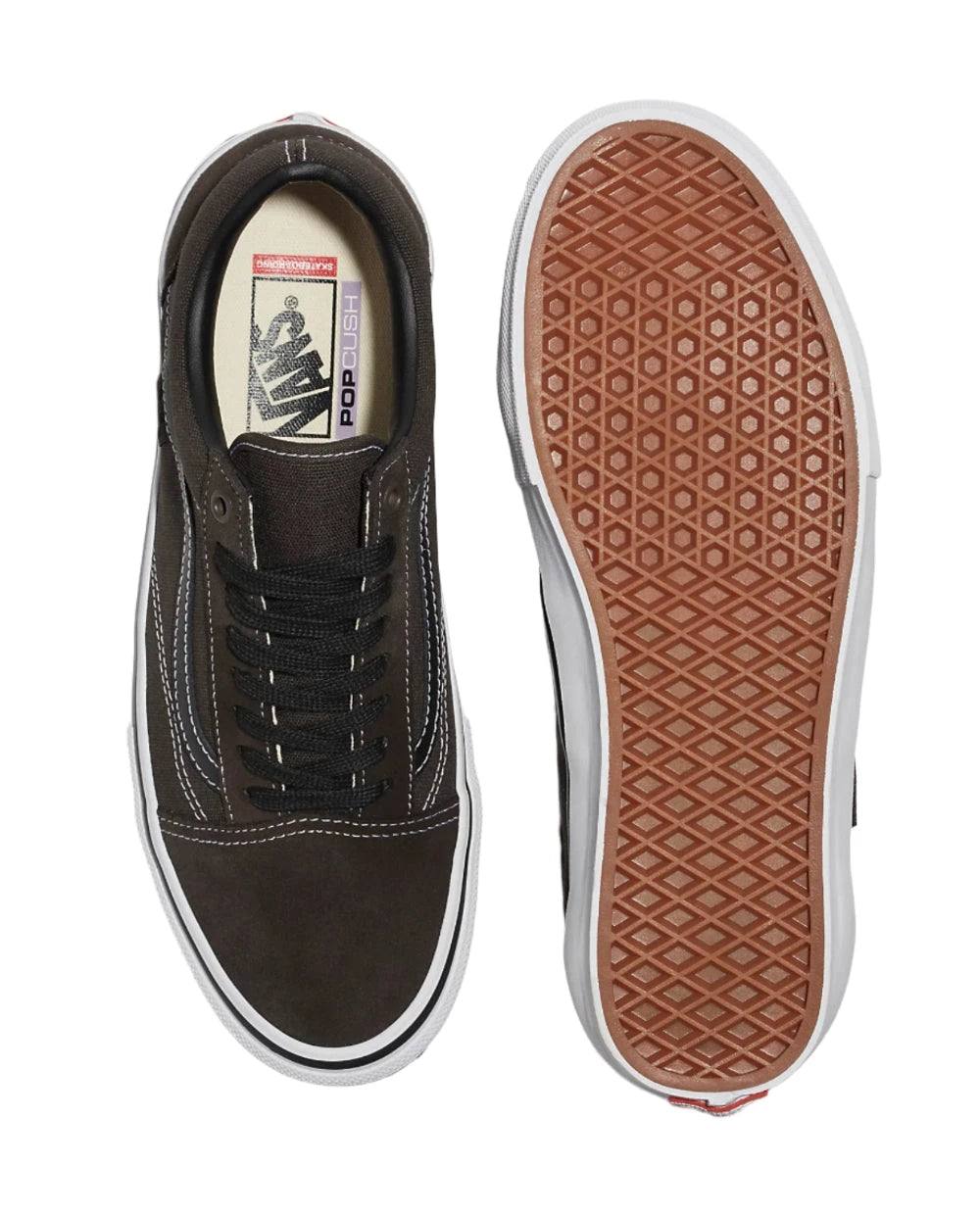 Vans Old Skool Skate Shoes for Men & Women - Classic Chocolate Brown & White Canvas Sneakers - Comfortable Skateboarding & Casual Streetwear Shoes for Everyday Wear