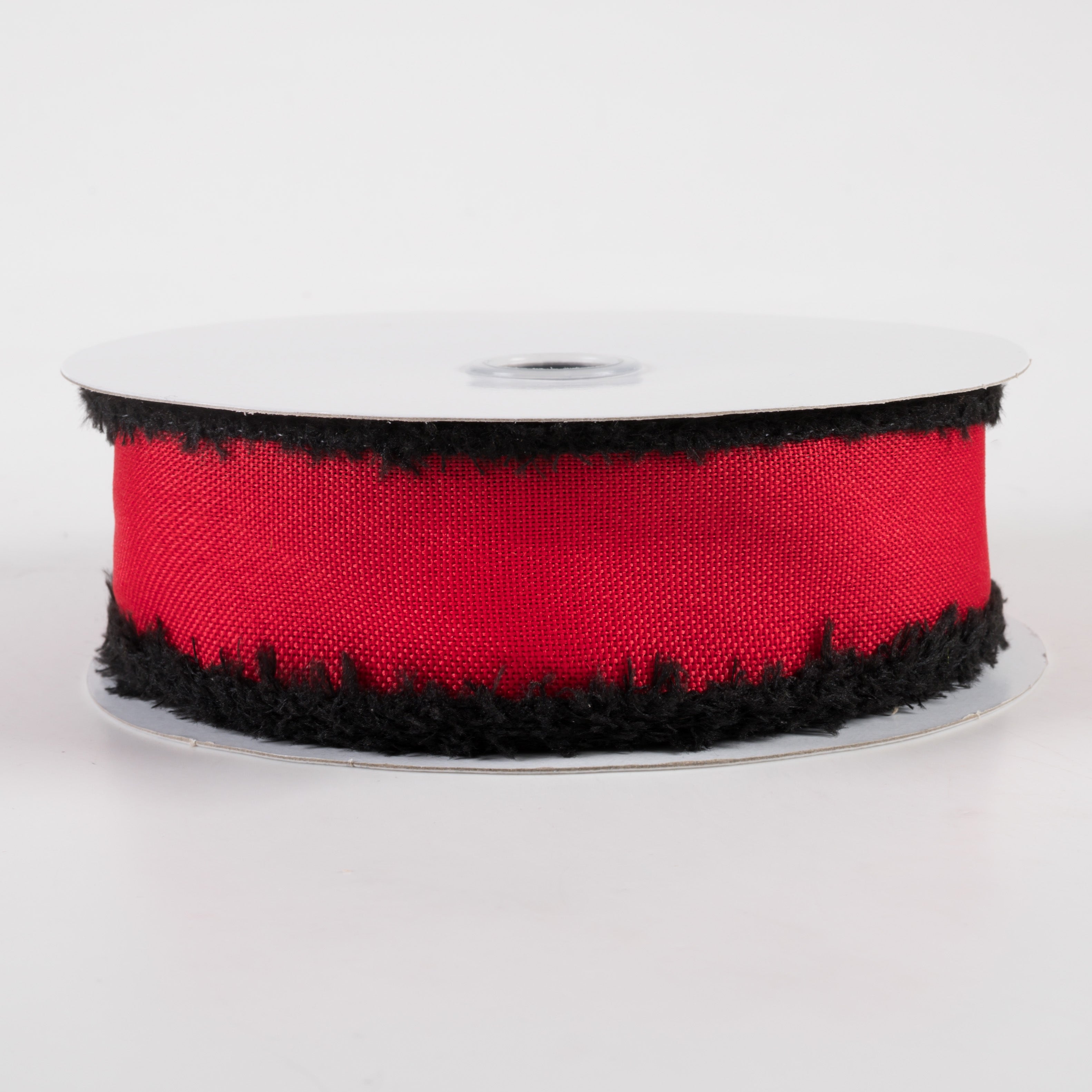 1.5 Inch Faux Burlap Ribbon with Fuzzy Edge - Red and Black Checkered Pattern (10 Yards) for Gift Wrapping, Wedding Decor, and DIY Crafts