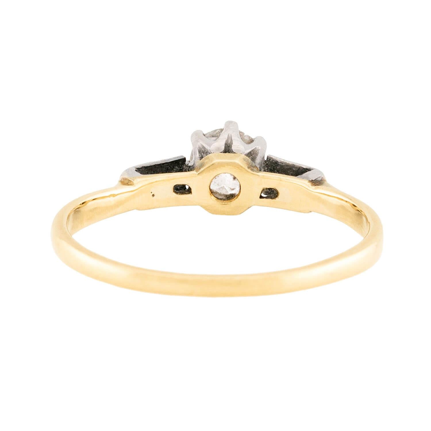 Art Deco 18k Gold & Platinum Diamond Engagement Ring 0.38ct - Vintage Inspired Wedding Band for Brides & Anniversary Gifts