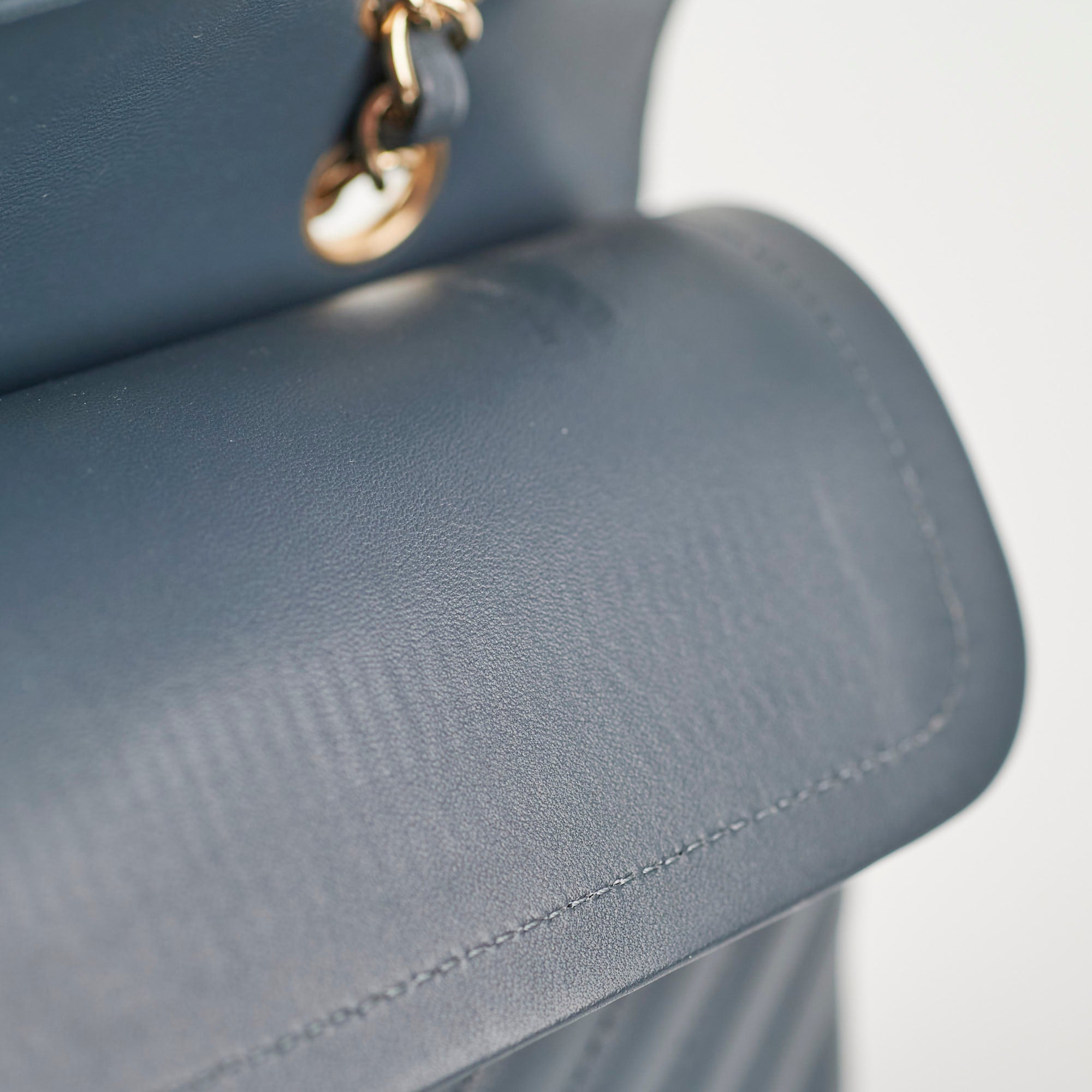 Chanel Chevron M/L Lambskin Classic Flap Bag in Dark Grey & Blue - Luxury Crossbody Shoulder Bag for Women, Perfect for Date Night & Special Occasions