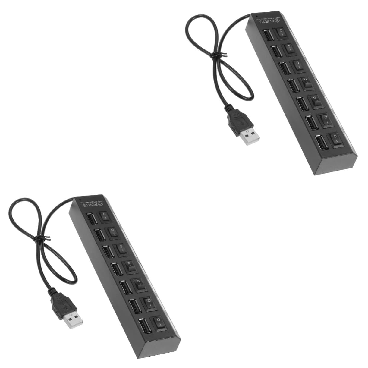 HOMSFOU 2-Port USB Hub Splitter - 7-in-1 USB Expansion Adapter for Laptop, PC, MacBook - Extra USB Ports for Charging, Data Transfer, Keyboard, Mouse, Flash Drives - Perfect for Home Office & Travel Use