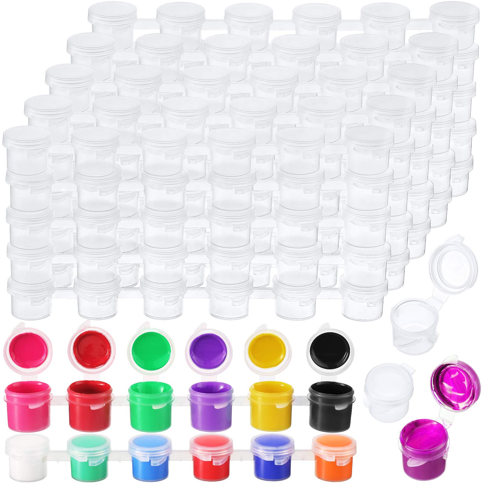 **Patelai 100 Strips 600 Pots Empty Paint Strips - 5ml (0.17 oz) Mini Clear Plastic Paint Cup Containers for Art, Craft, Painting - Ideal for Classrooms, Schools, Art Festivals & DIY Projects**