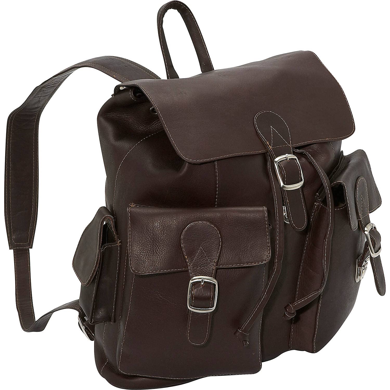 Large Bucket-Flap Backpack for Women & Men - Durable Chocolate Brown Laptop Backpack for Travel, Work & School - Stylish One Size Fits All Daypack