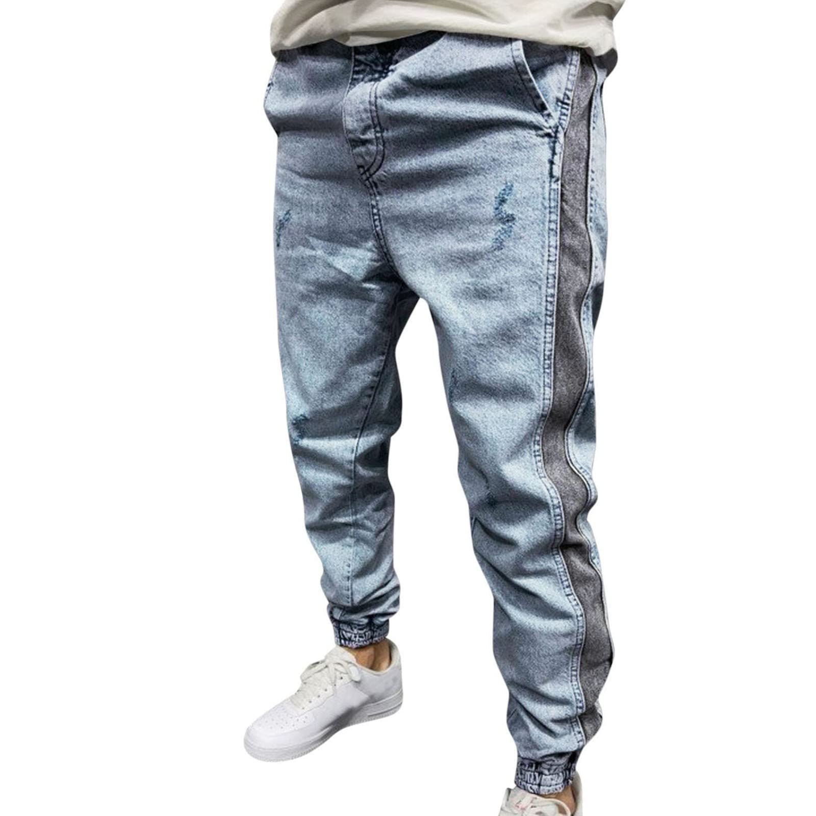Stacked Jeans for Men - Slim Fit Stretch Denim Pants with Elastic Waist | Hip Hop Washed Color Jeans | Perfect for Streetwear, Casual Outfits & Urban Fashion