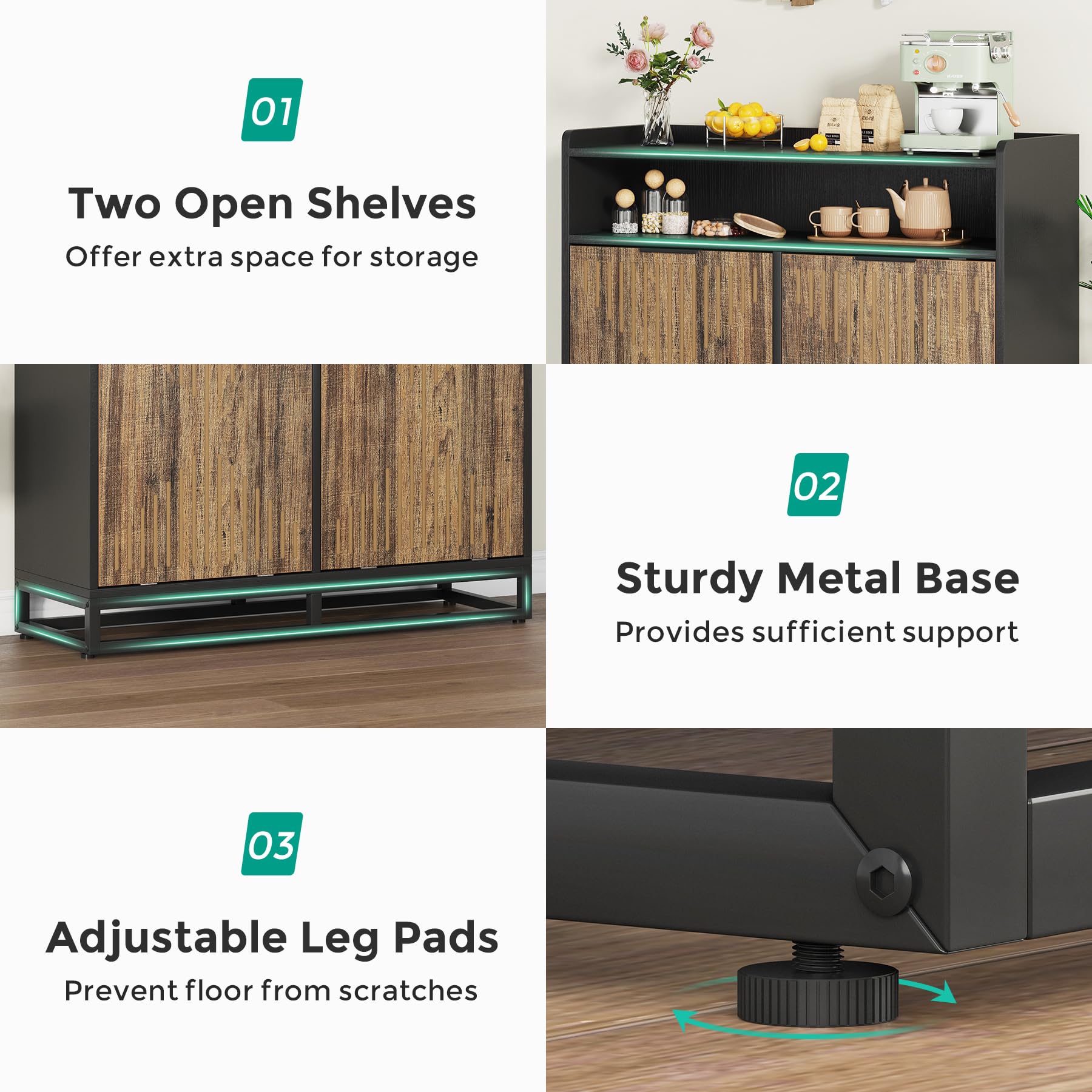 Double Tilt Out Trash Cabinet - 20 Gallon Modern Farmhouse Freestanding Storage Bin for Kitchen, Laundry & Dining Room - Brown & Black Recycling Cabinet (Trash Can Not Included) | Perfect for Waste Management & Home Organization