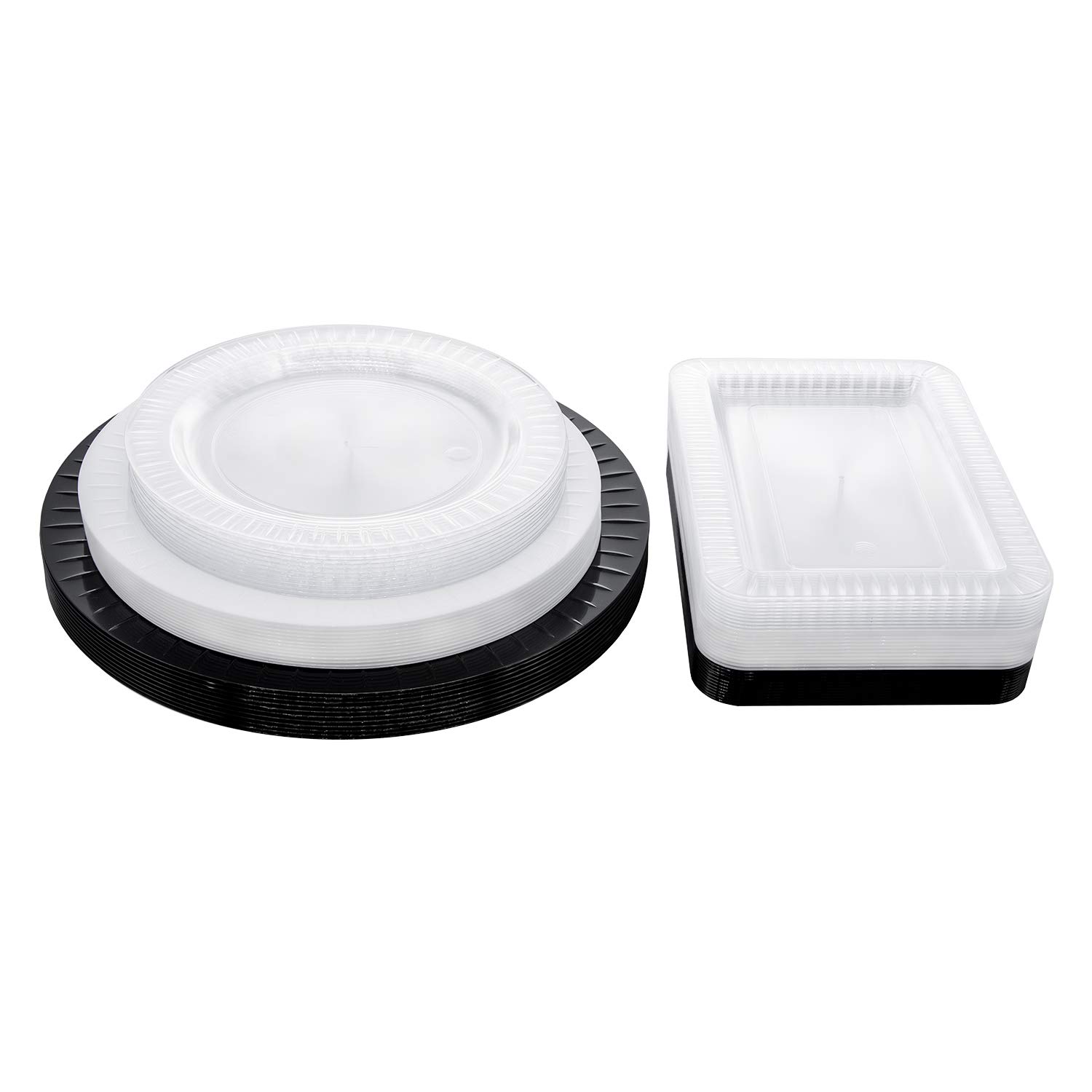 Elegant Black Hard Plastic Party Plates 5x7 Inches - 70 Count Set for Appetizers, Desserts, Luncheons & Dinners | Durable Disposable Tableware for Birthday Parties, Weddings, Catering & Events