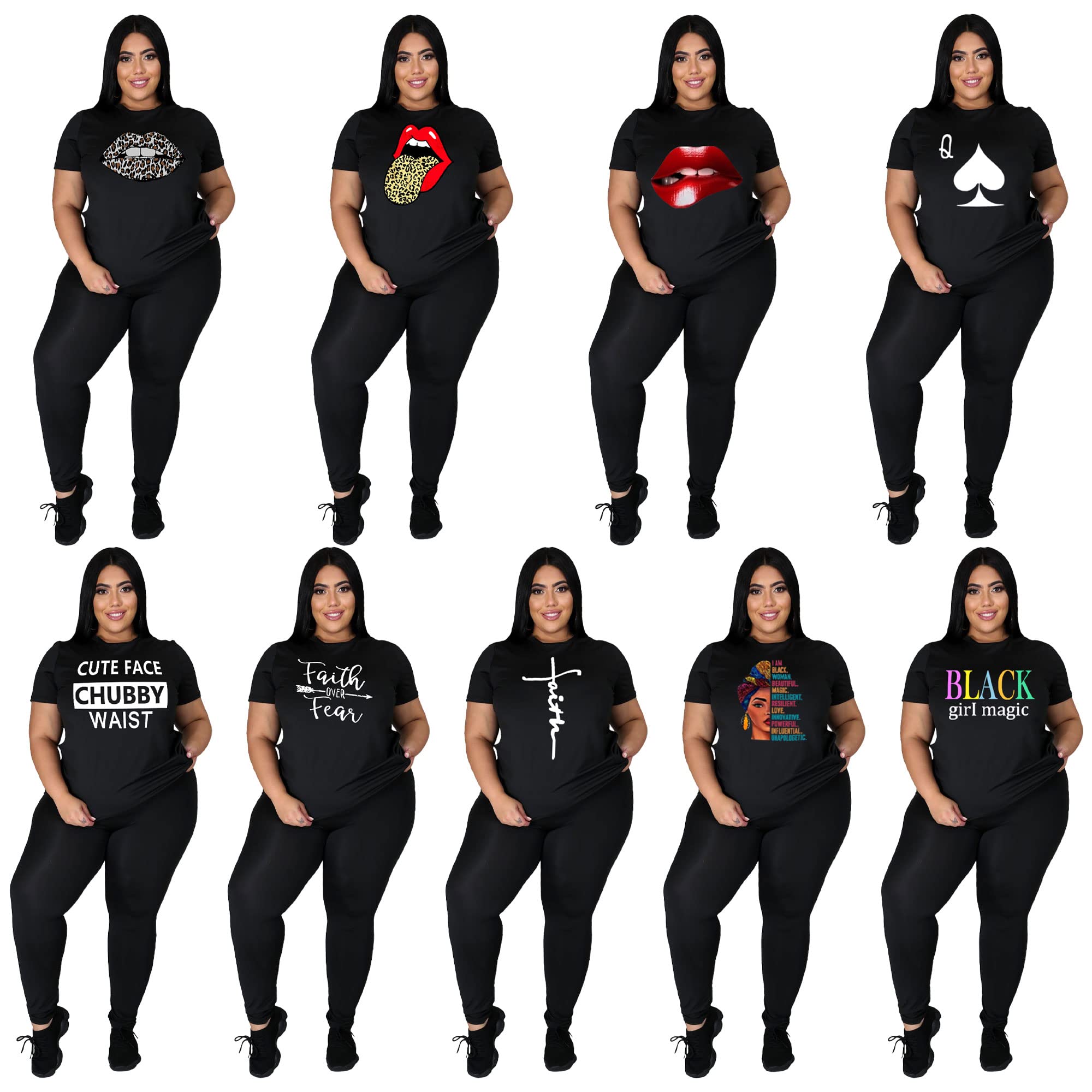 PINSV Plus Size Women's 2-Piece Outfit Sets (1X-5X) - Comfortable & Stylish Matching Sets for Casual Wear, Work & Special Occasions