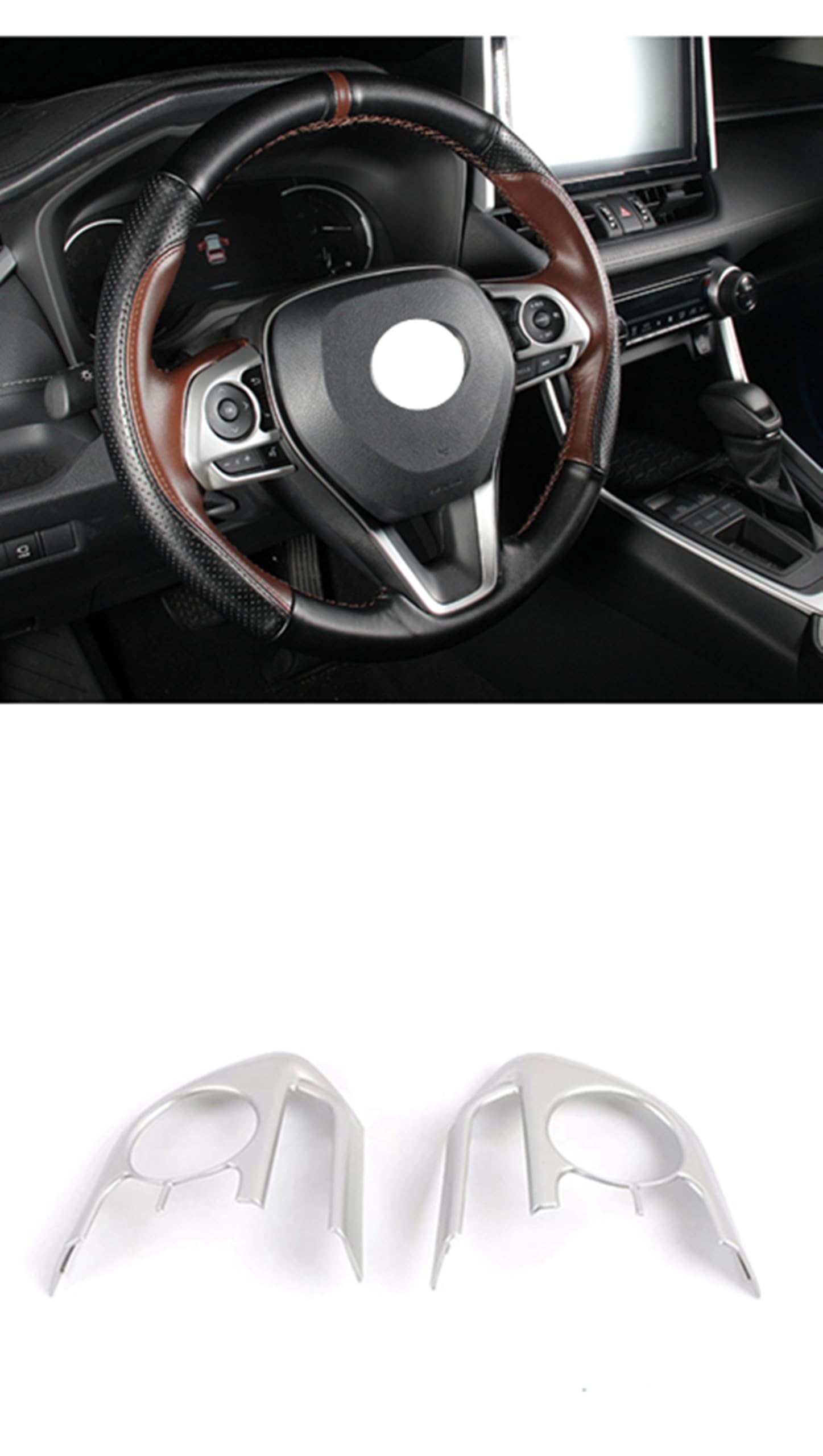 Silver Steering Wheel Trim for Toyota RAV4 XA50, Corolla, Avalon 2019-2024 - Premium Car Interior Upgrade