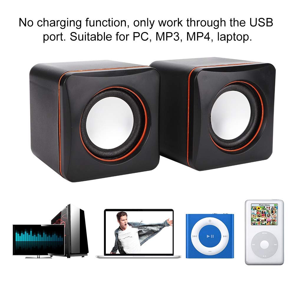 Mini USB Stereo Computer Speaker with 3.5mm Jack - Compact Cube Design for Desktop, Laptop & PC (Dual Track) - Perfect for Home Office, Gaming & Music Listening