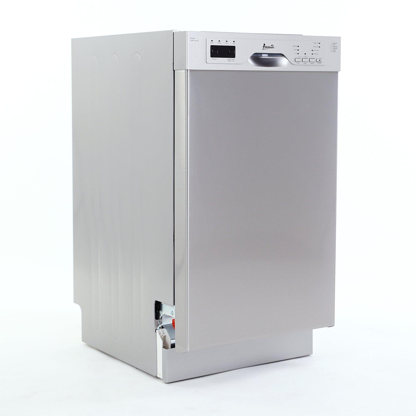 Avanti DWF18V3S 18 Inch Built-In Dishwasher - Stainless Steel, Energy Star Certified, Ultra Quiet for Open Kitchen & Small Space Homes
