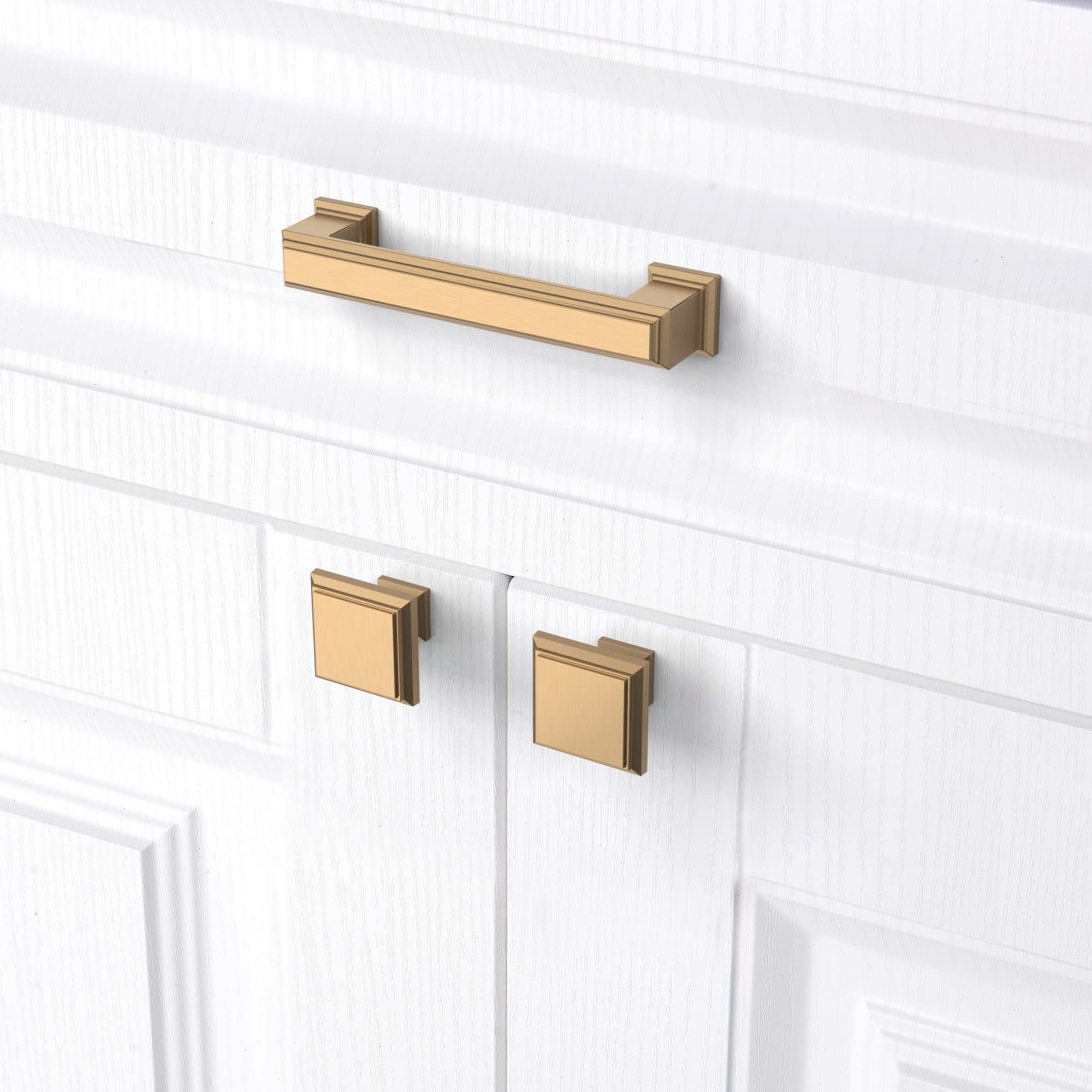 2 Pack 3.75 Inch (96mm) Champagne Bronze Cabinet Handles - Gold Kitchen Cabinet Pulls & Drawer Hardware for Dresser, Cupboard, Wardrobe - Perfect for Modern Home, Office & DIY Furniture Upgrade