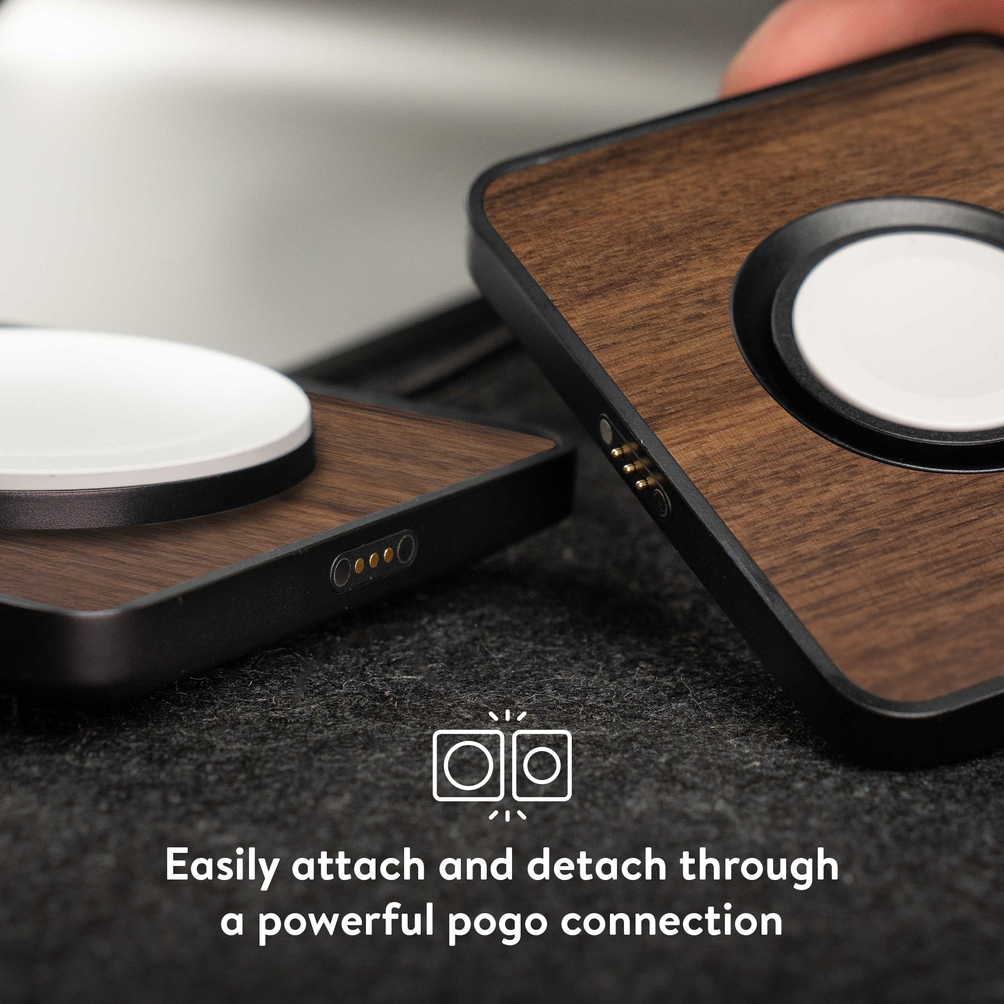 2 in 1 Fast Charging Set with Walnut Design - Dual USB Wall Charger & Car Adapter for iPhone, Android, iPad - Perfect for Home, Office & Travel Use
