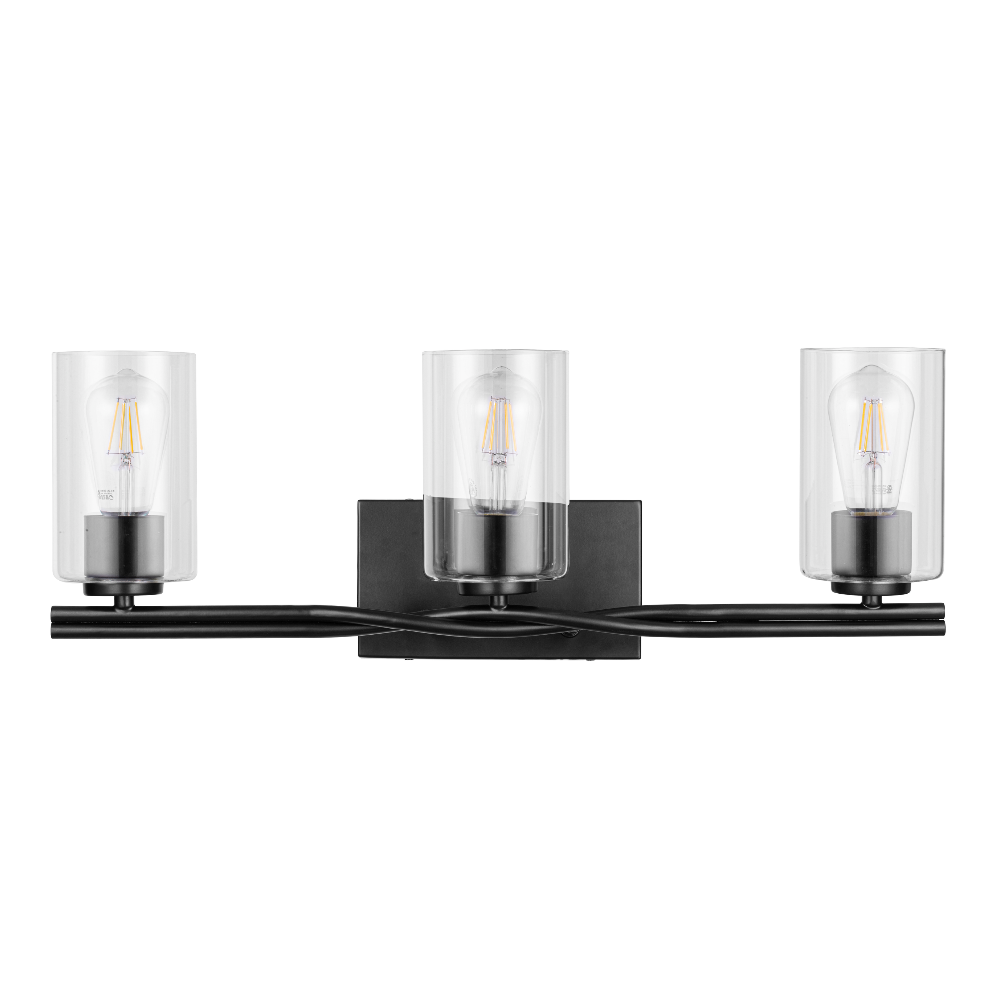 3-Light Matte Black Vanity Light Fixture with Clear Glass Shades - Perfect for Bathroom, Bedroom, or Dressing Room Makeup Mirror Lighting