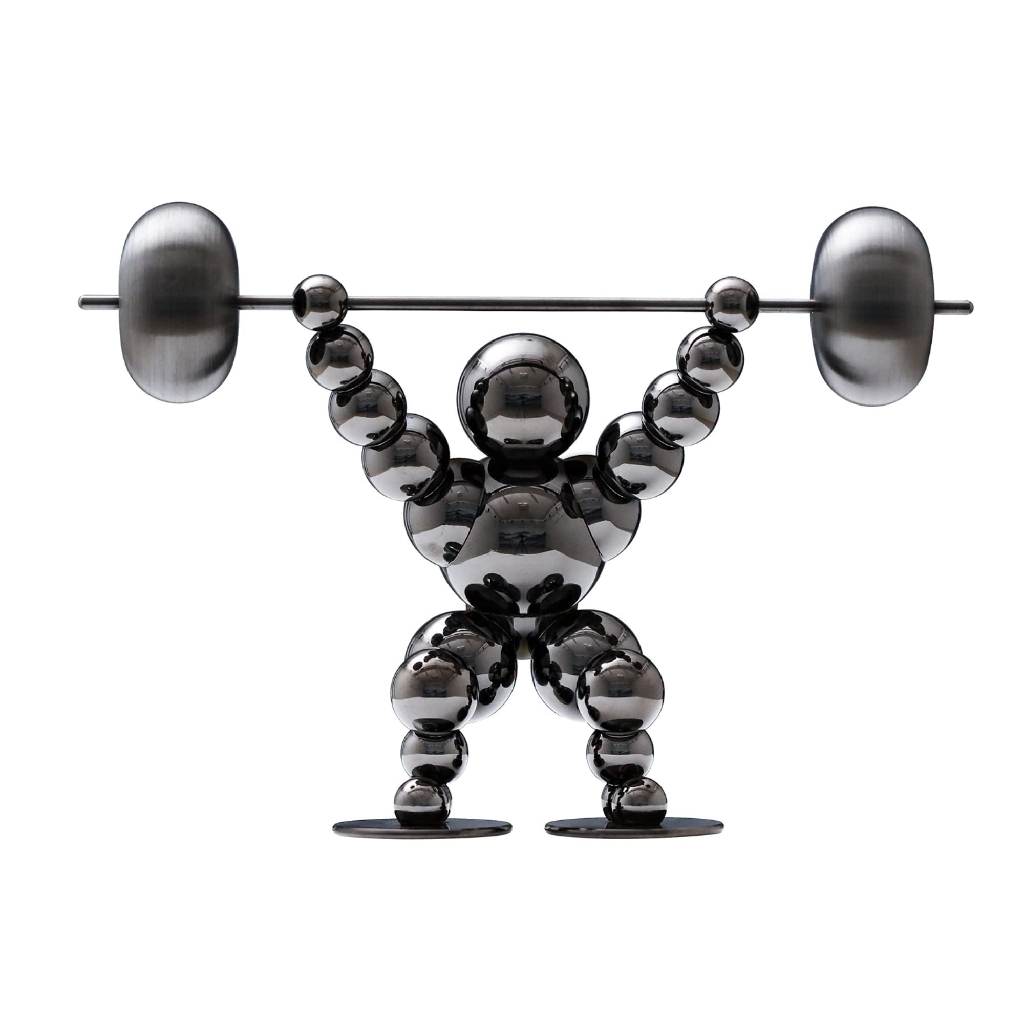 Loclikes Black Home Office Gym Decor - Original Metal Artwork Sculpture for Desk & Tabletop, Powerlifting Figurine for Men's Motivational Gift | Perfect for Workout Room, Home Gym & Office Inspiration