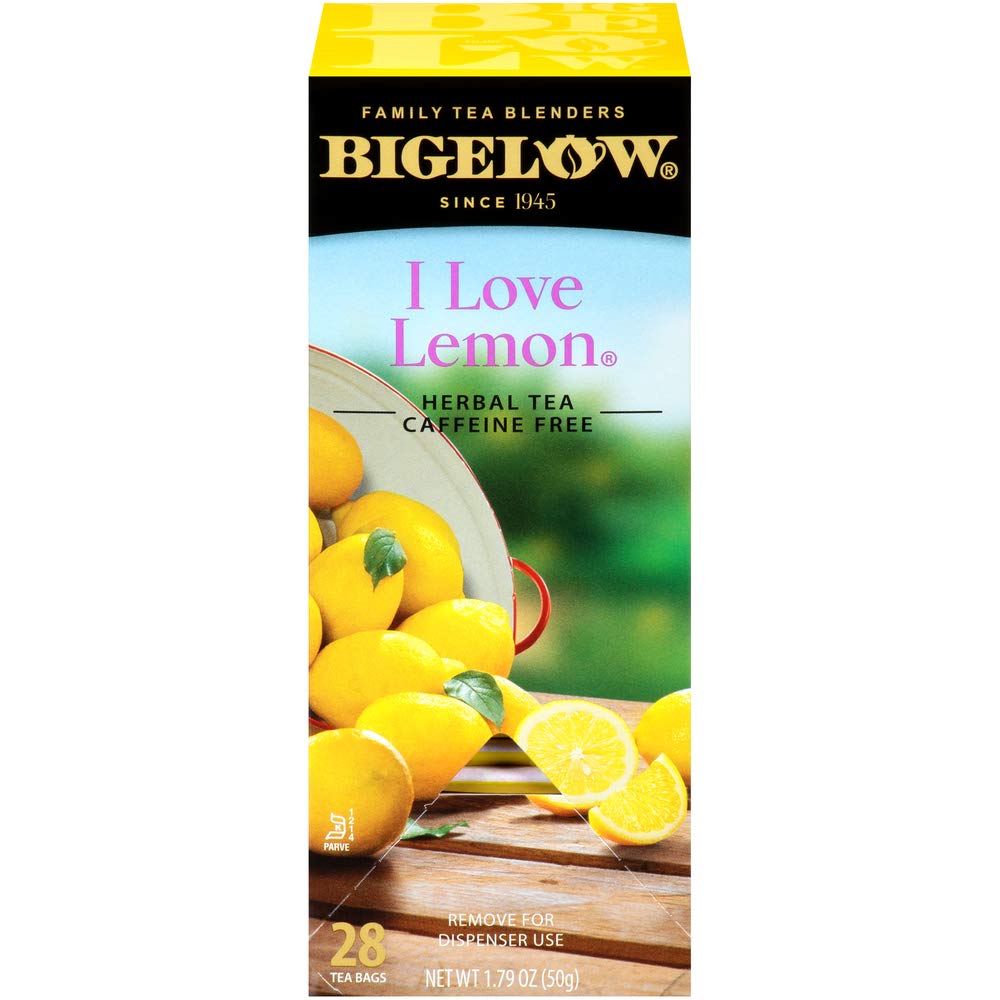 Bigelow I Love Lemon Herbal Tea Bags - 28 Count Box | Caffeine-Free, Refreshing Flavor for Relaxation & Afternoon Tea Time