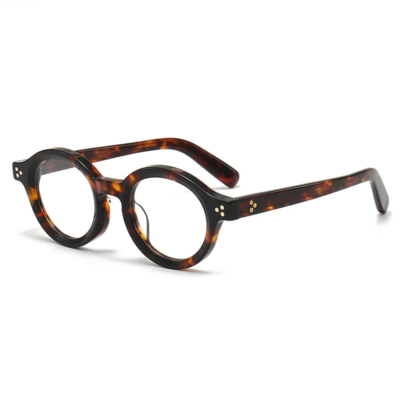 Stylish Unisex Black Acetate Round Eyeglasses with Thick Full Rim - Perfect for Reading, Work, and Everyday Fashion