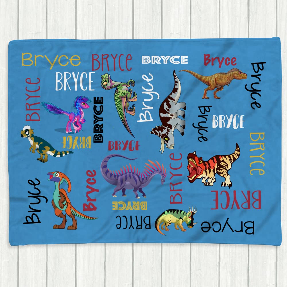 Personalized Dinosaur Blanket for Kids - Soft Sherpa Throw Blanket with Custom Name - Dinosaur Baby Blanket Gift for Boys & Girls - Perfect for Nursery, Bedroom, and Cozy Movie Nights