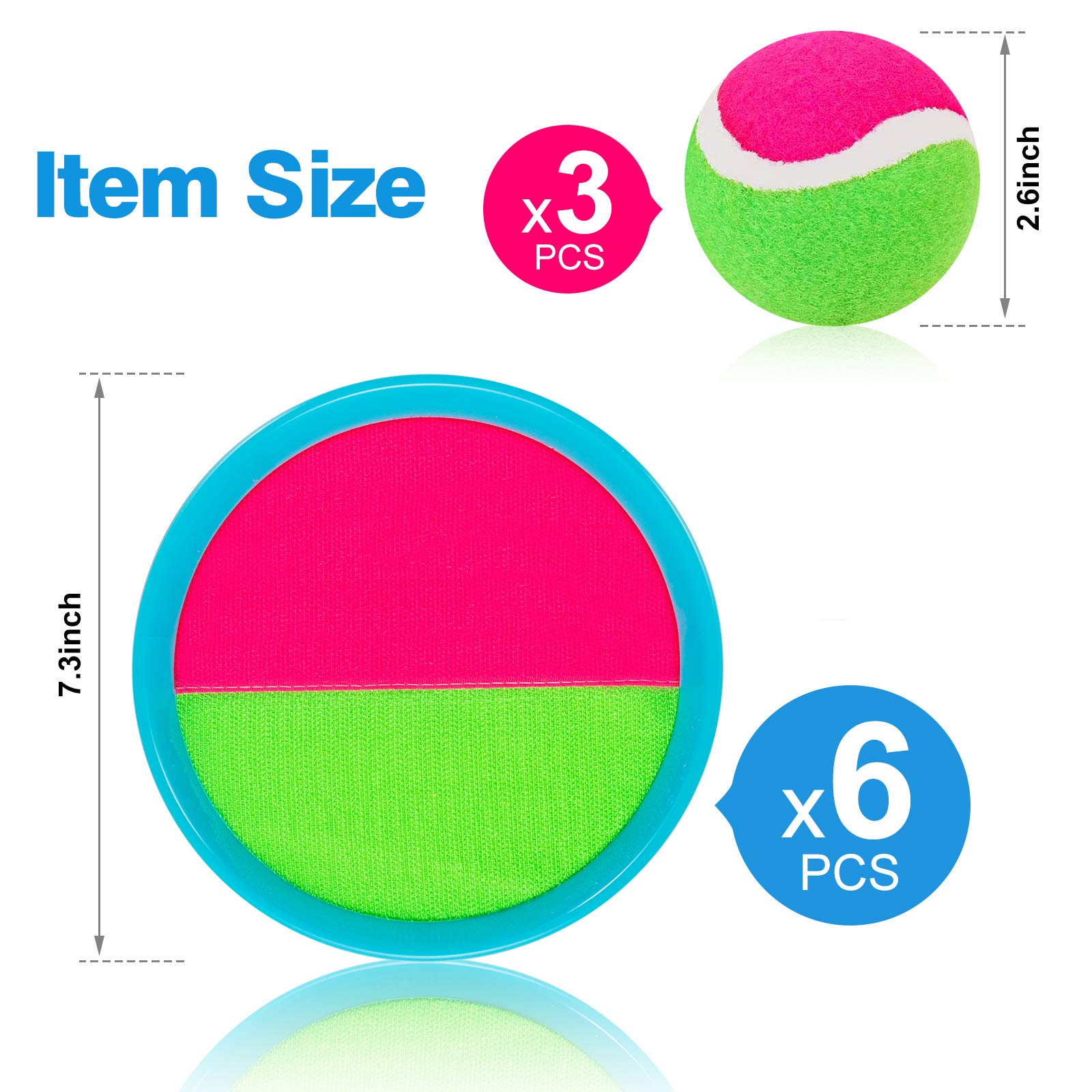 **Beach Toys for Kids & Adults - 6 Paddles & 3 Balls Sand Play Set, Outdoor Yard Games for Ages 4-8, Perfect for Beach, Pool, Backyard, Picnics & Easter Gifts**