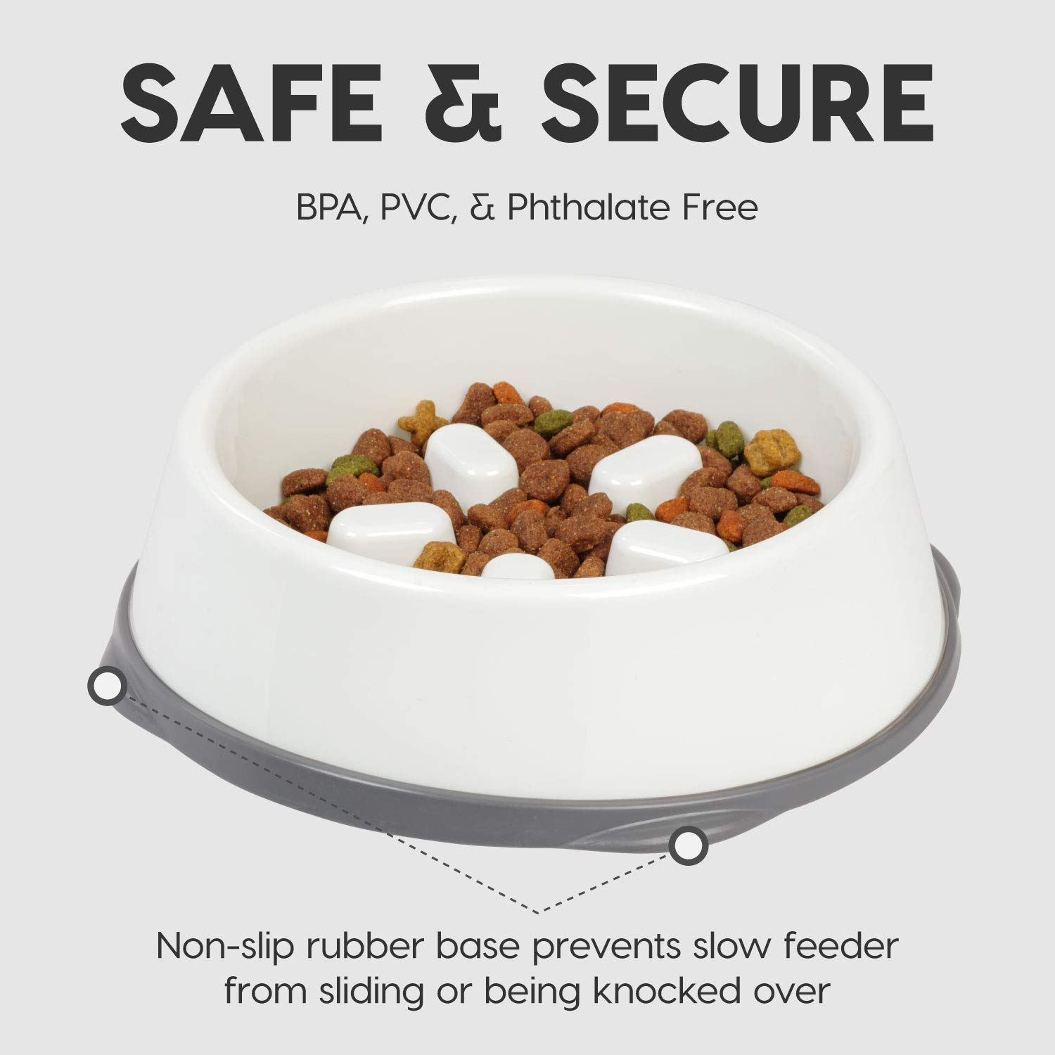 IRIS USA 2-Cup Slow Feeder Dog Bowl - Anti-Choking & Anti-Slip Puzzle Bowl for Healthy Digestion - Slow Eating Bowl for Long Snouted Dogs, Cats & Pets - BPA-Free & PVC-Free - Beige/Black - Perfect for Mealtime Training and Portion Control