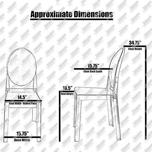 2xhome - Modern Ghost Side Chair in Gray Smoke, Mid Century Dining Room Chair, Armless Accent Seat for Lounge, Living Room, or Office - Single (Set of 1)