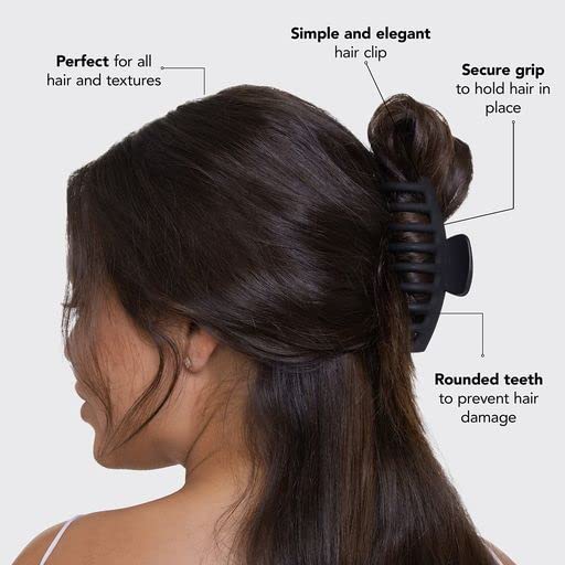 Kitsch Recycled Plastic Large Oversized Matte Hair Clips for Women & Girls - Strong Hold Big Claw Clips for Thick Hair (Black) | Perfect for Updos, Ponytails & Everyday Hairstyles