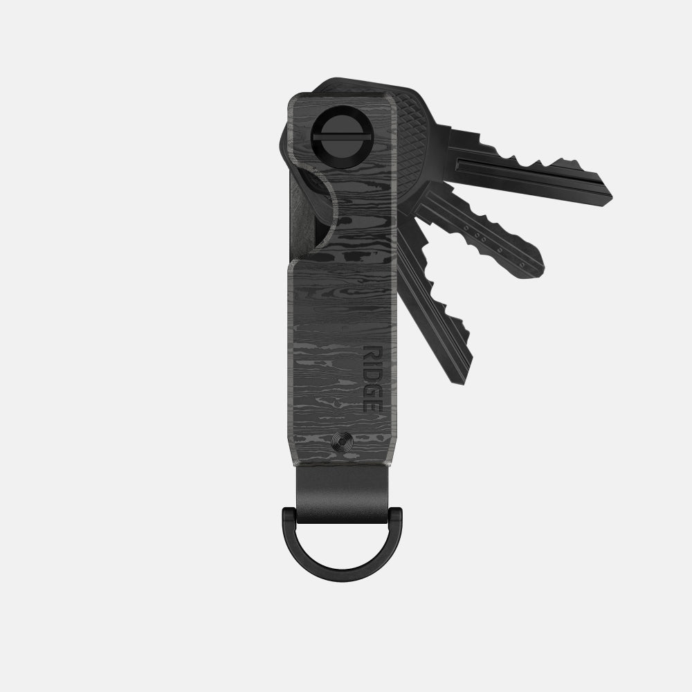 Ridge KeyCase - Premium Black Damascus Key Holder for Men & Women | Durable & Stylish Key Organizer for Everyday Carry (EDC), Travel & Outdoor Adventures