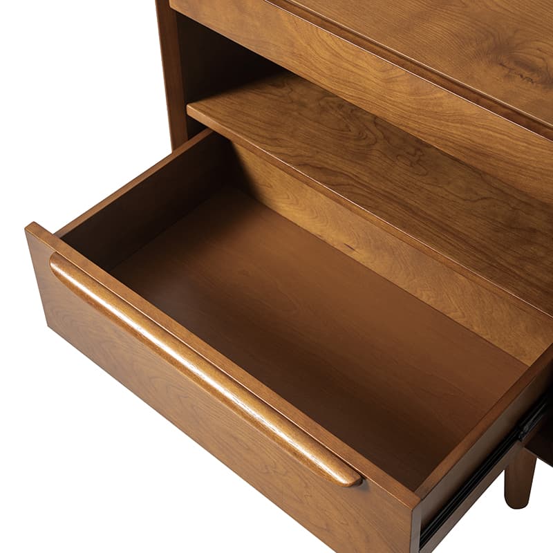 Mid Century Modern Nightstand with 2 Drawers & Built-In Outlets - Giralda Bedside Table for Bedroom, Living Room & Office (Optional Types)